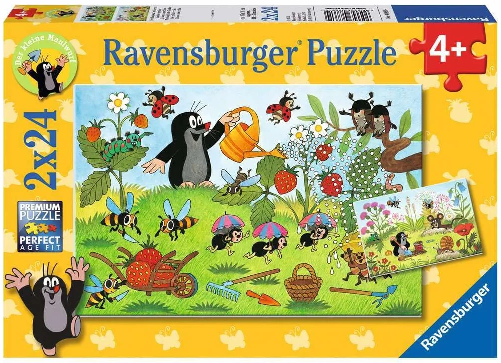 Kinderpuzzle 2x24 Teile - Der kleine Maulwurf - Der Maulwurf im Garten