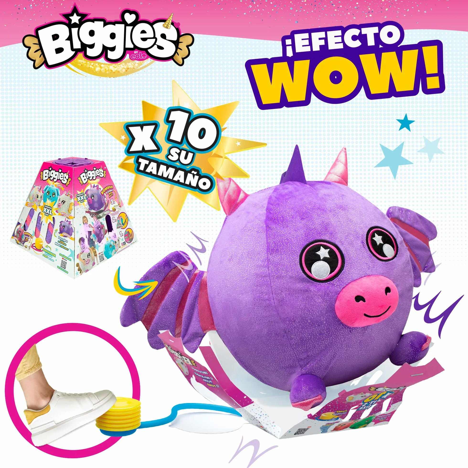 ColorBaby Biggies gigantyczny pluszowy smok, w zestawie pompka do stóp, rozmiar XXL, zabawki niespodzianki, miękka piłka, zabawki zwierzęce, prezent dla dziewczynki 3 lata, pluszowe zabawki prezent
