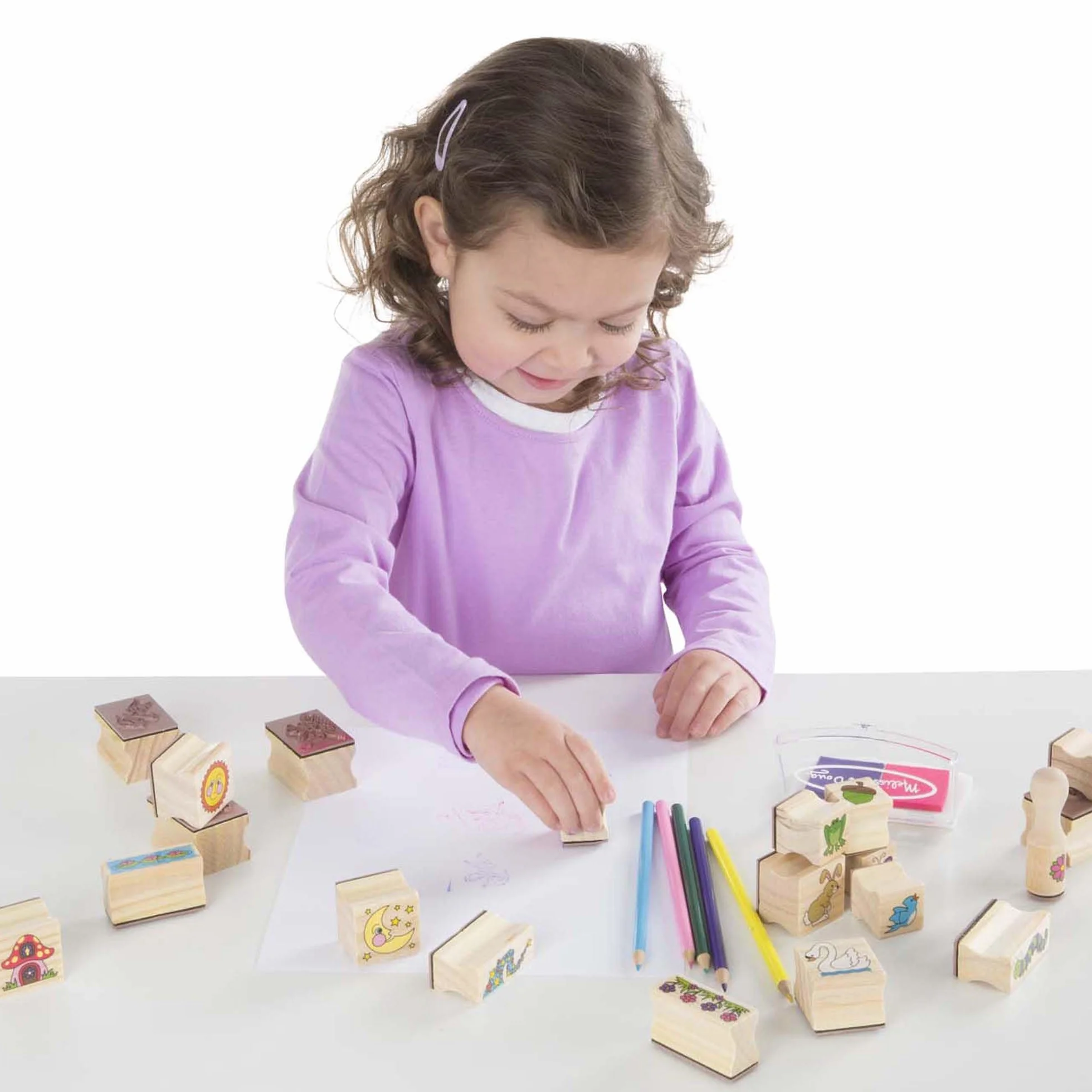 Melissa & Doug – pieczątki z serii Stamp-a-Scene: ogród wróżek | rzemiosło i sztuka | zestaw pieczątek i szablonów | 4+ | prezent dla chłopca lub dziewczynki