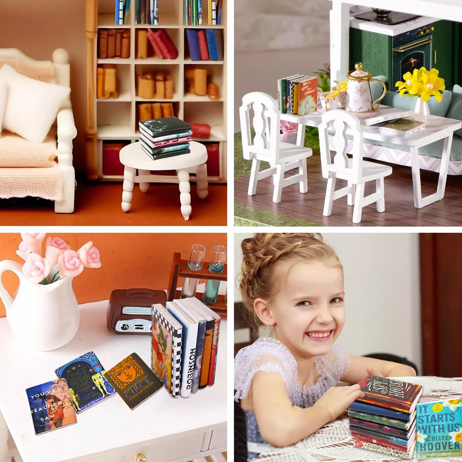 200 Domek dla lalek Książki, Mini Książki, Miniaturowe Książki, Akcesoria do domku dla lalek, do gabinetu, sypialni, biblioteki