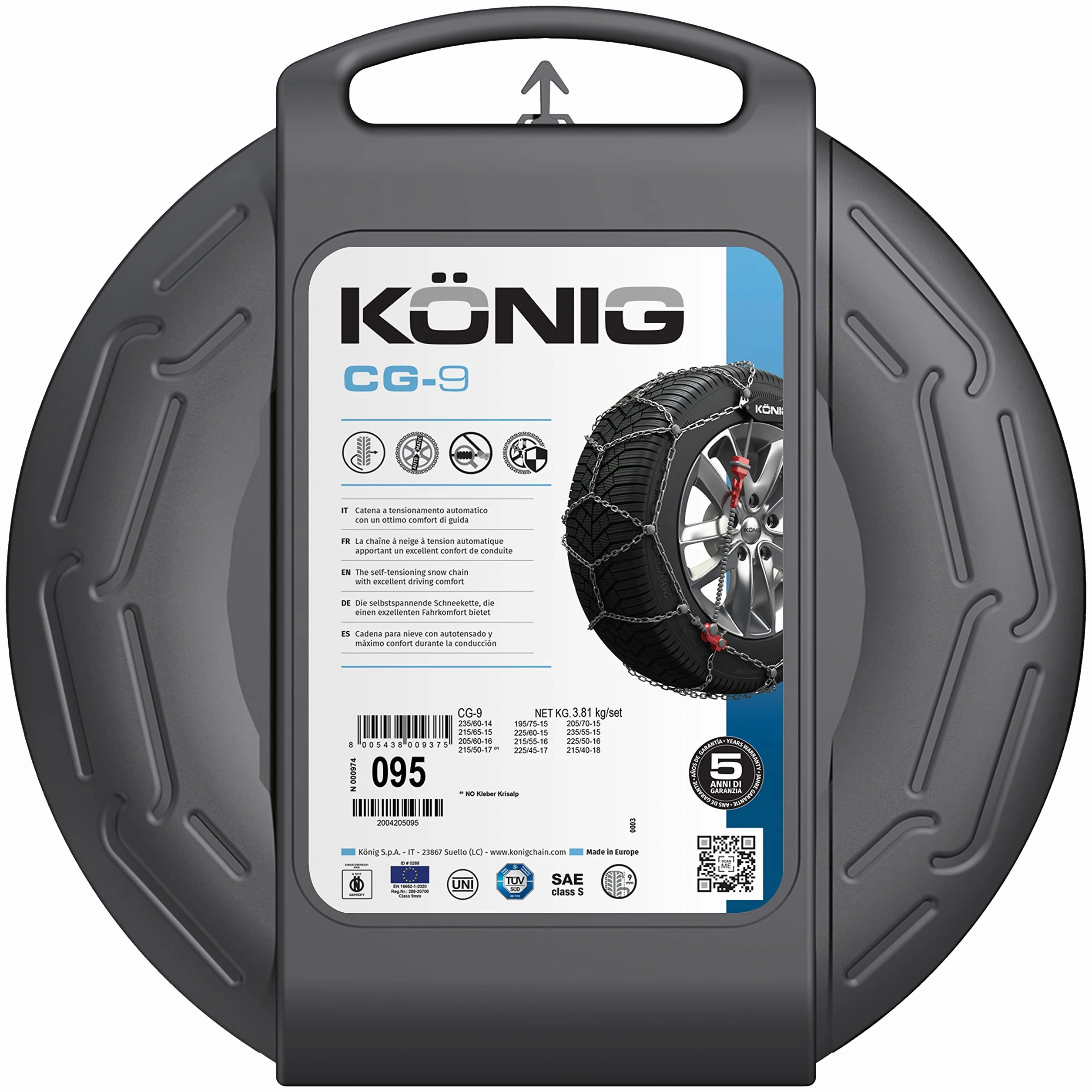 KÖNIG CG-9 104 łańcuchy śniegowe, 2 sztuki