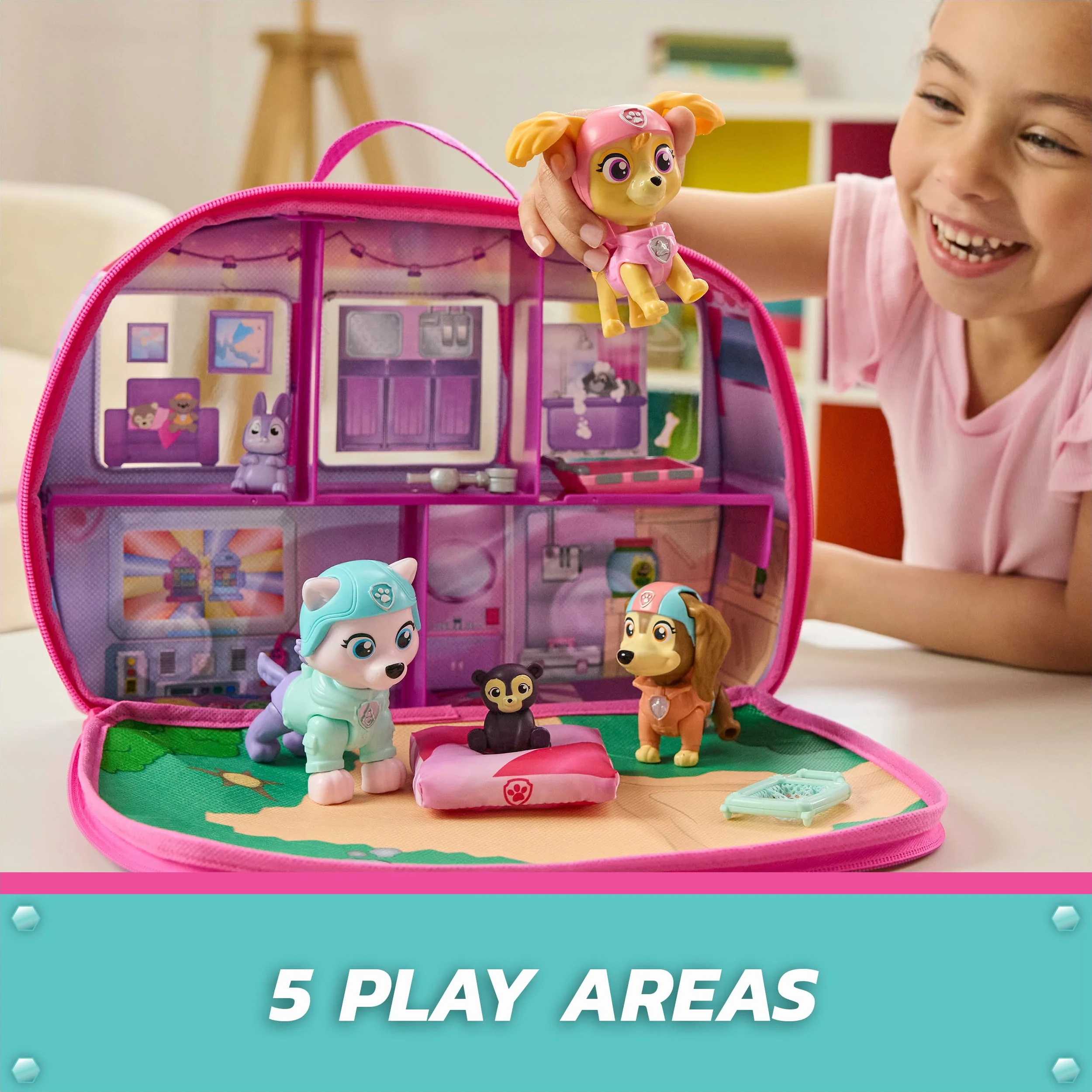 PAW Patrol Skye's World Pupcation Rescue Set z figurkami Skye, Everest & Liberty Bobble Head i kamperem RV, zabawkami dla dzieci dla chłopców i dziewcząt w wieku od 3 lat