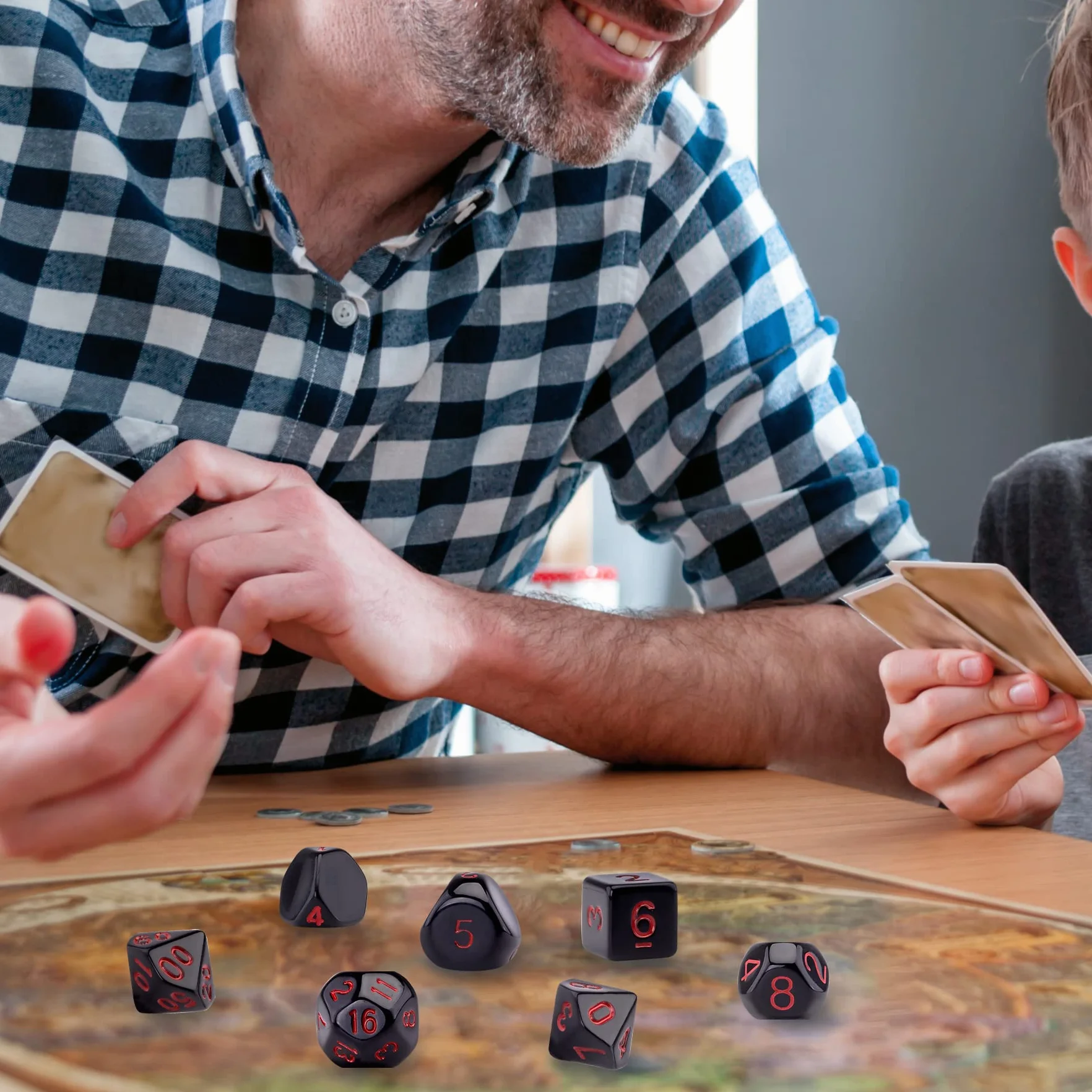 SIQUK 15 sztuk Kości wielościenne D3-D100 do RPG DND, czarno-czerwone