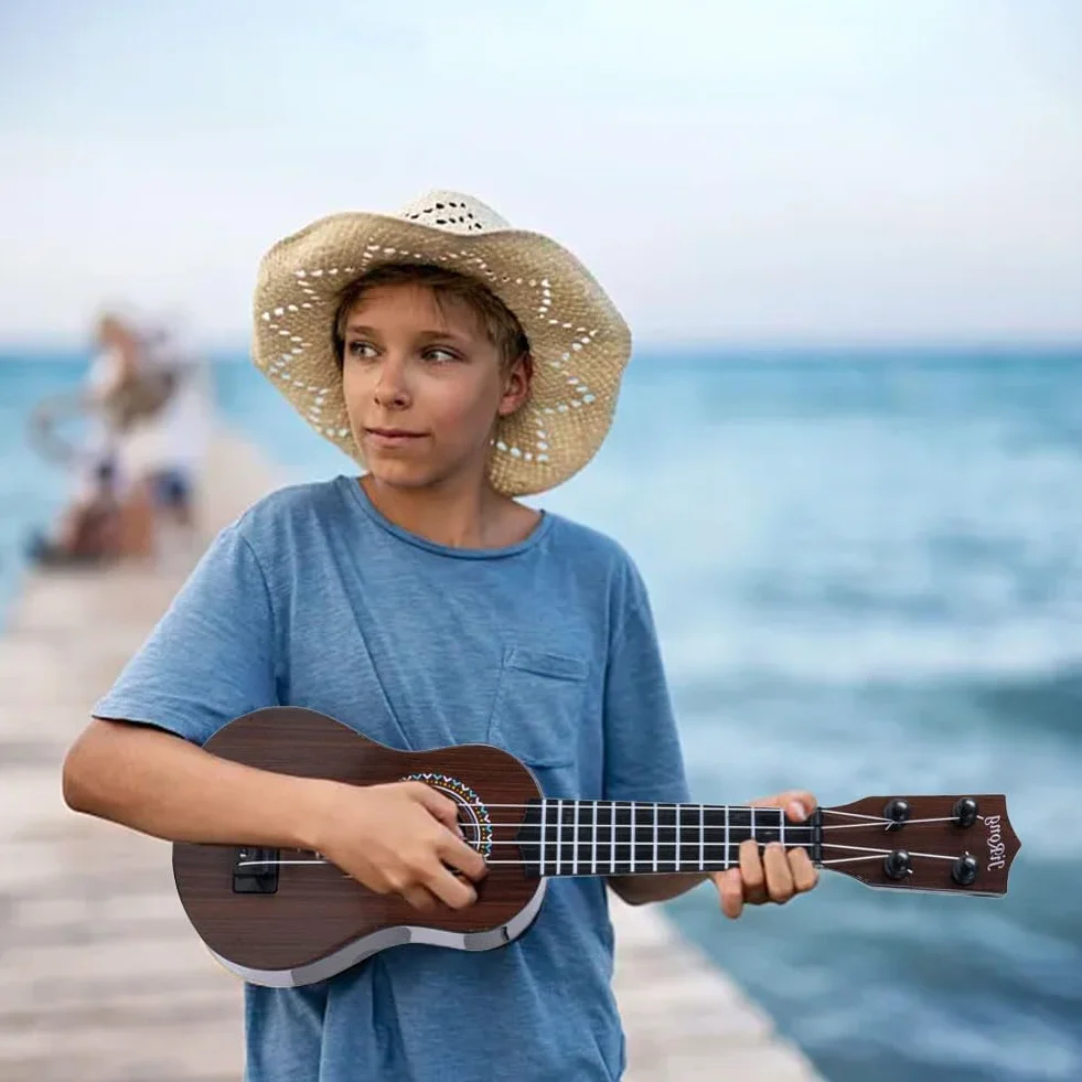 Ukulele zabawka dla dzieci, 36 cm Gitara zabawkowa z 4 regulowanymi strunami, Instrument muzyczny ukulele dla dzieci, mini gitara muzyczna zabawki edukacyjne dla chłopców dziewczynek prezenty (D)