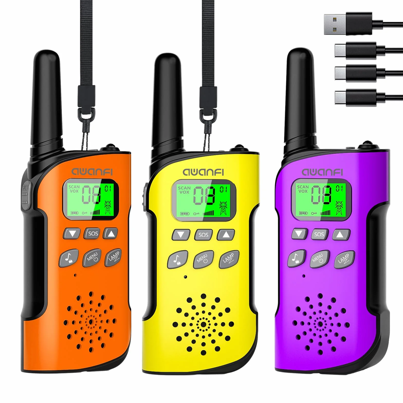 Walkie Talkie z Akumulatorem 1200mAh, Walkie Talkie dla Dzieci i Dorosłych, 16-Kanałowy Zestaw Radiowy, Walky Talky z Kablem ładującym Typu-C, Walkie Talki na Zewnątrz, Camping