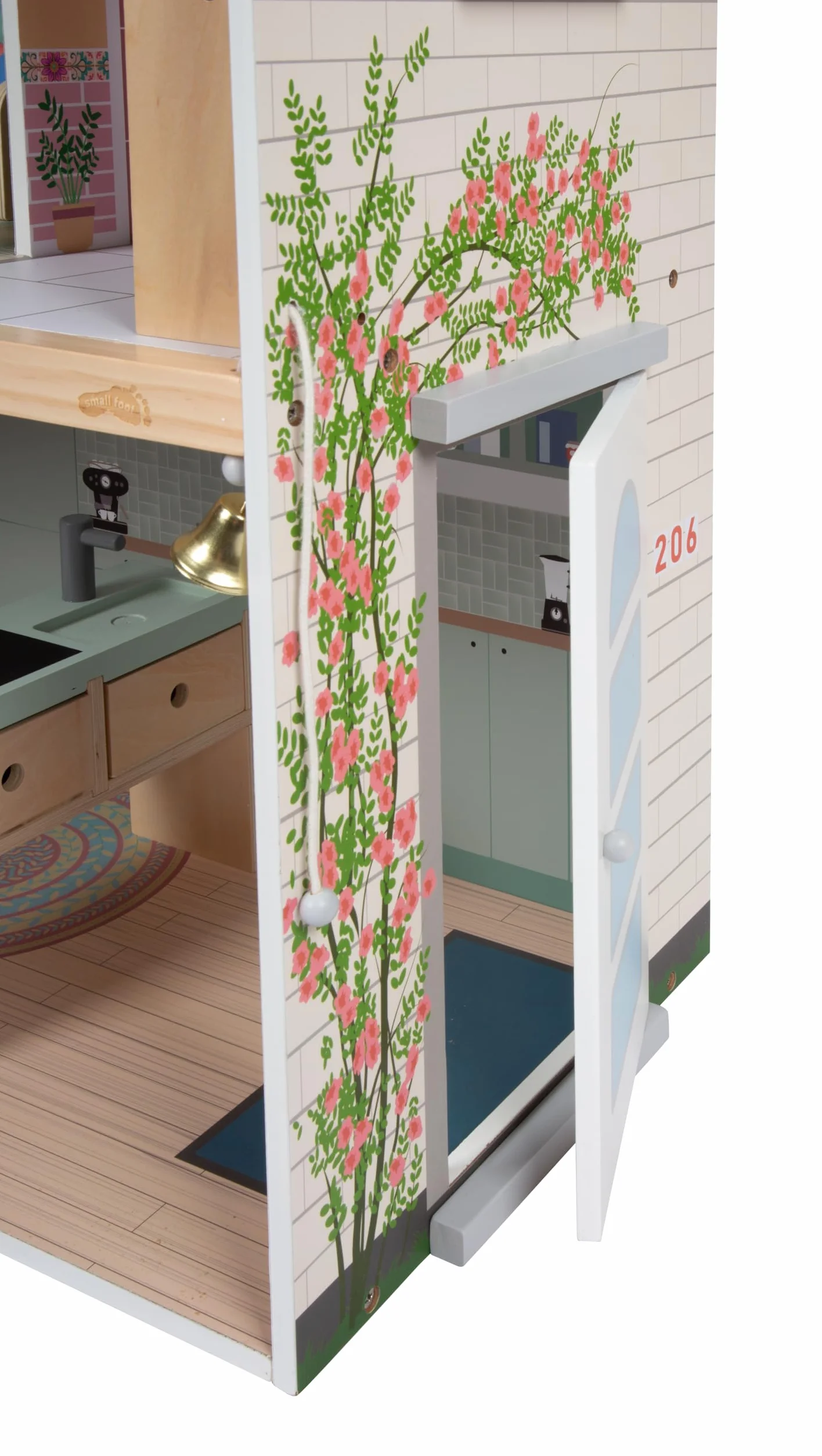 Mały domek dla lalek Villa XL, 3-piętrowy domek dla lalek z windą, dla lalek do 30 cm, skala 1:6, imitacja drewna, 12730