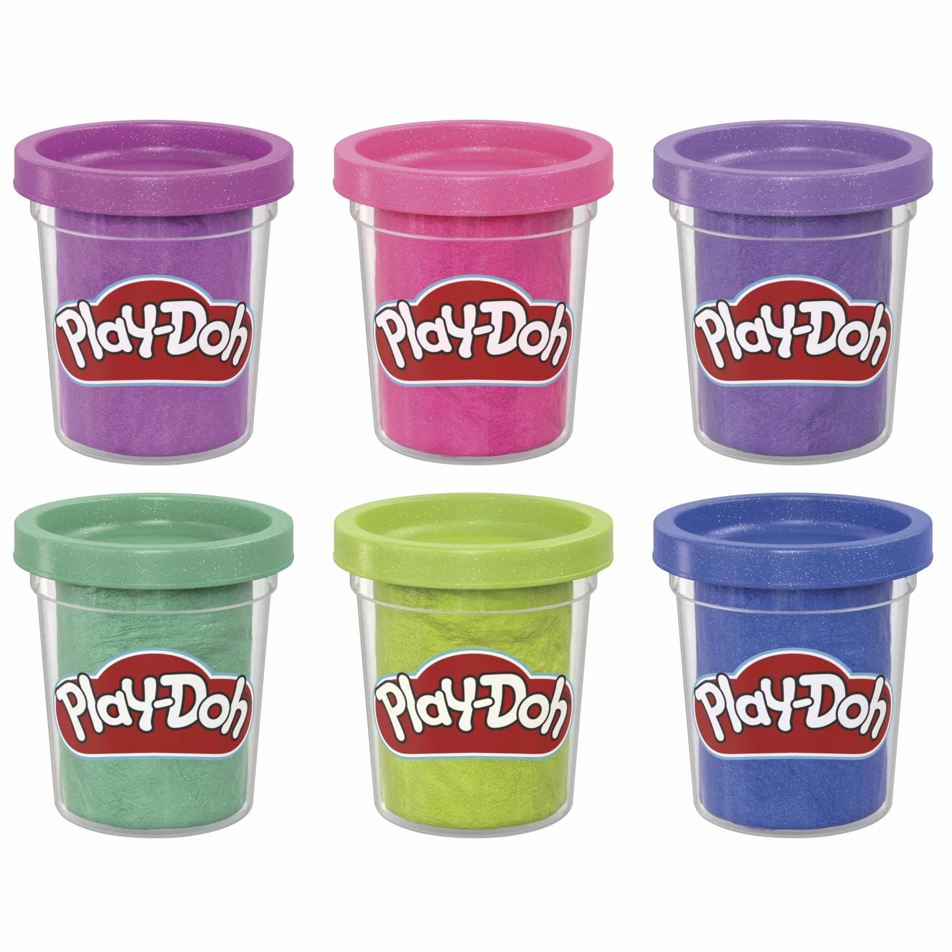 Play-Doh Sześciopak z kolekcją błyszczącej ciastoliny Play-Doh, plastyczne zabawy dla dzieci