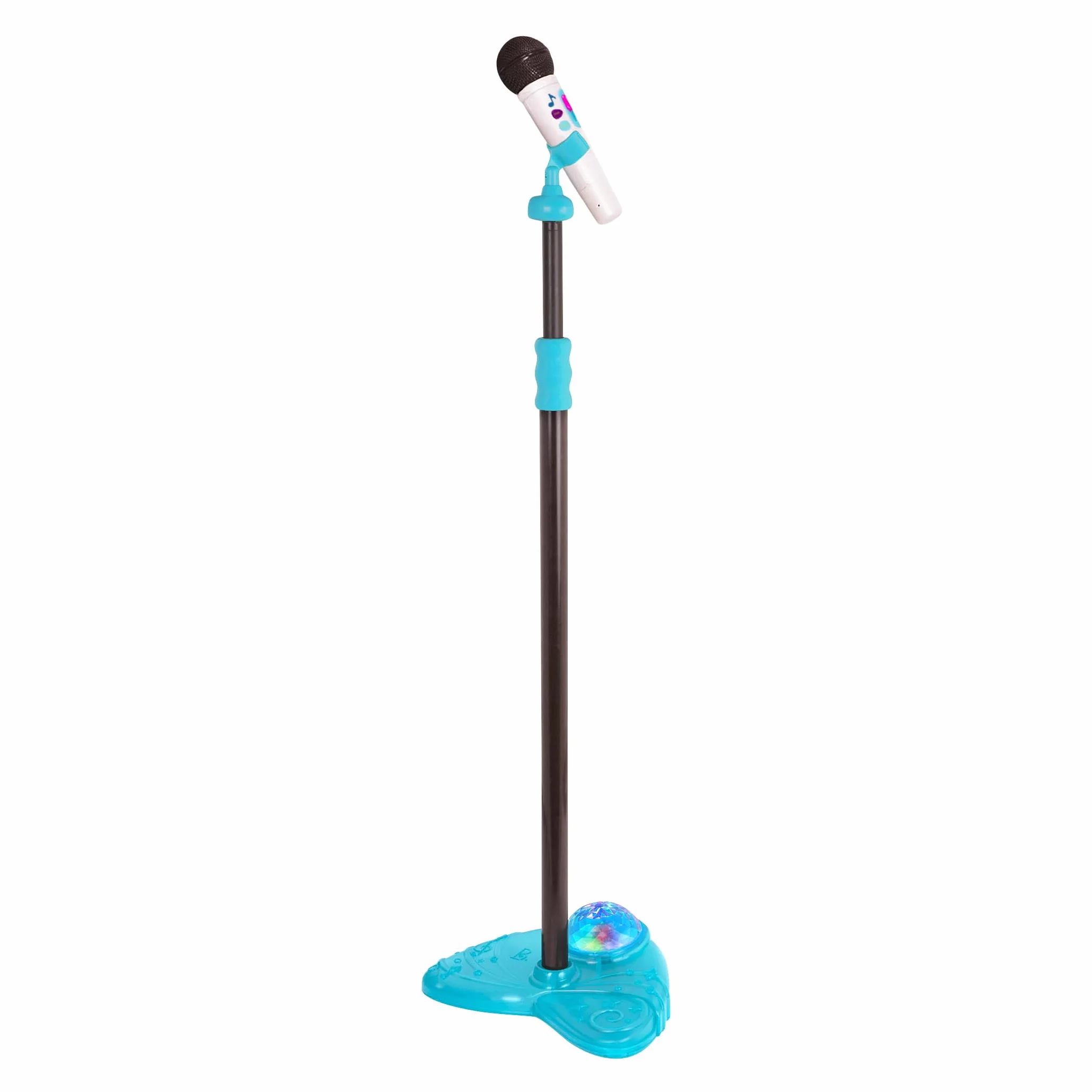 B. toys Mikrofon zabawkowy Mic it Shine z podstawką podświetlaną – wysuwany mikrofon z funkcją Bluetooth i podstawą oświetleniową dla dzieci od 3 lat (biały)