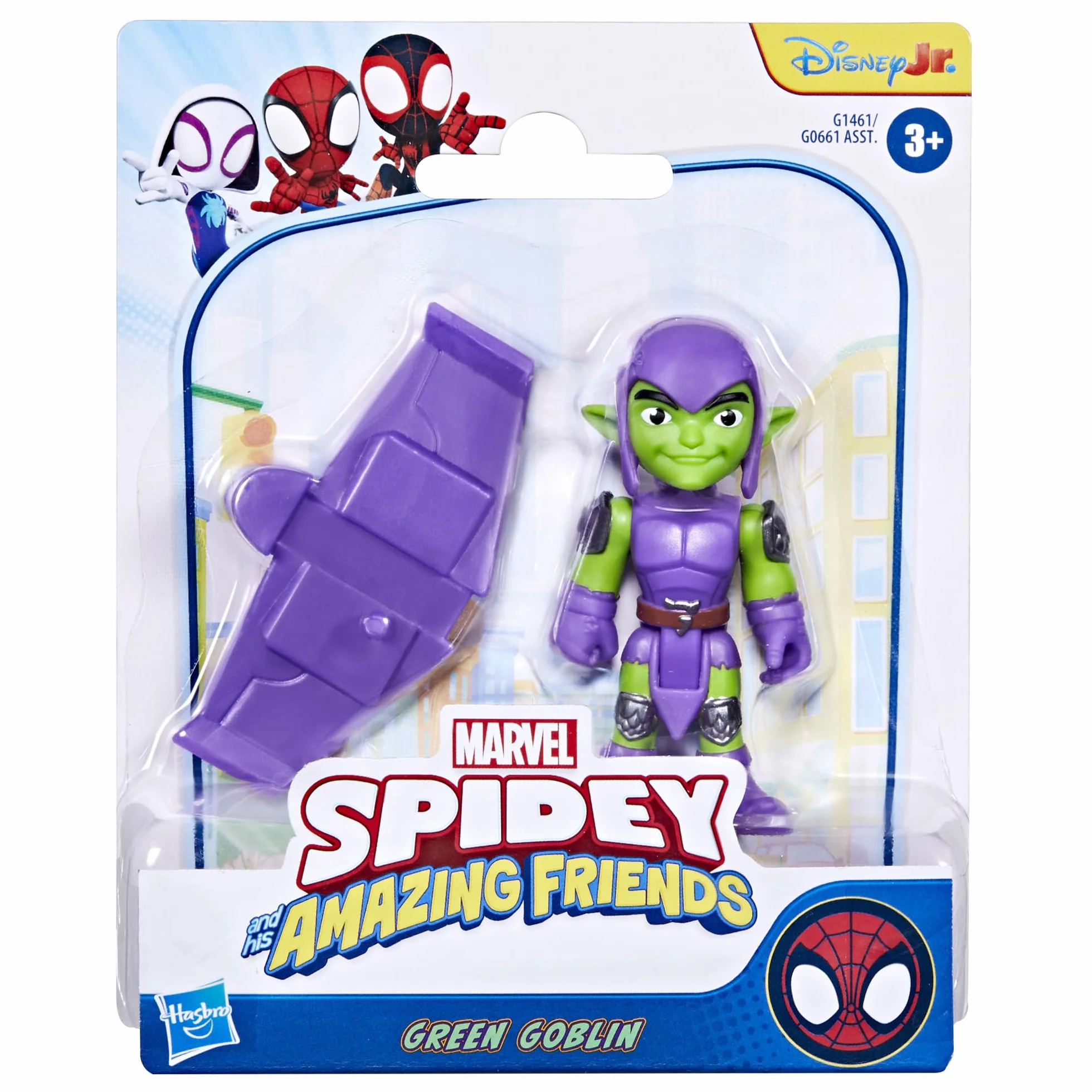Zielony Goblin z serialu "Spidey i super-kumple" Marvela, zabawka z dodatkiem