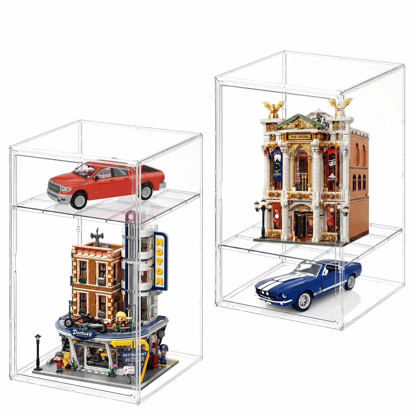 Duża akrylowa gablota 60 x 36 x 36 cm, przezroczysta plastikowa witryna z półką z regulacją wysokości, pyłoszczelne pudełko ekspozycyjne do modeli Lego, w skali 1:18 do samochodów i
