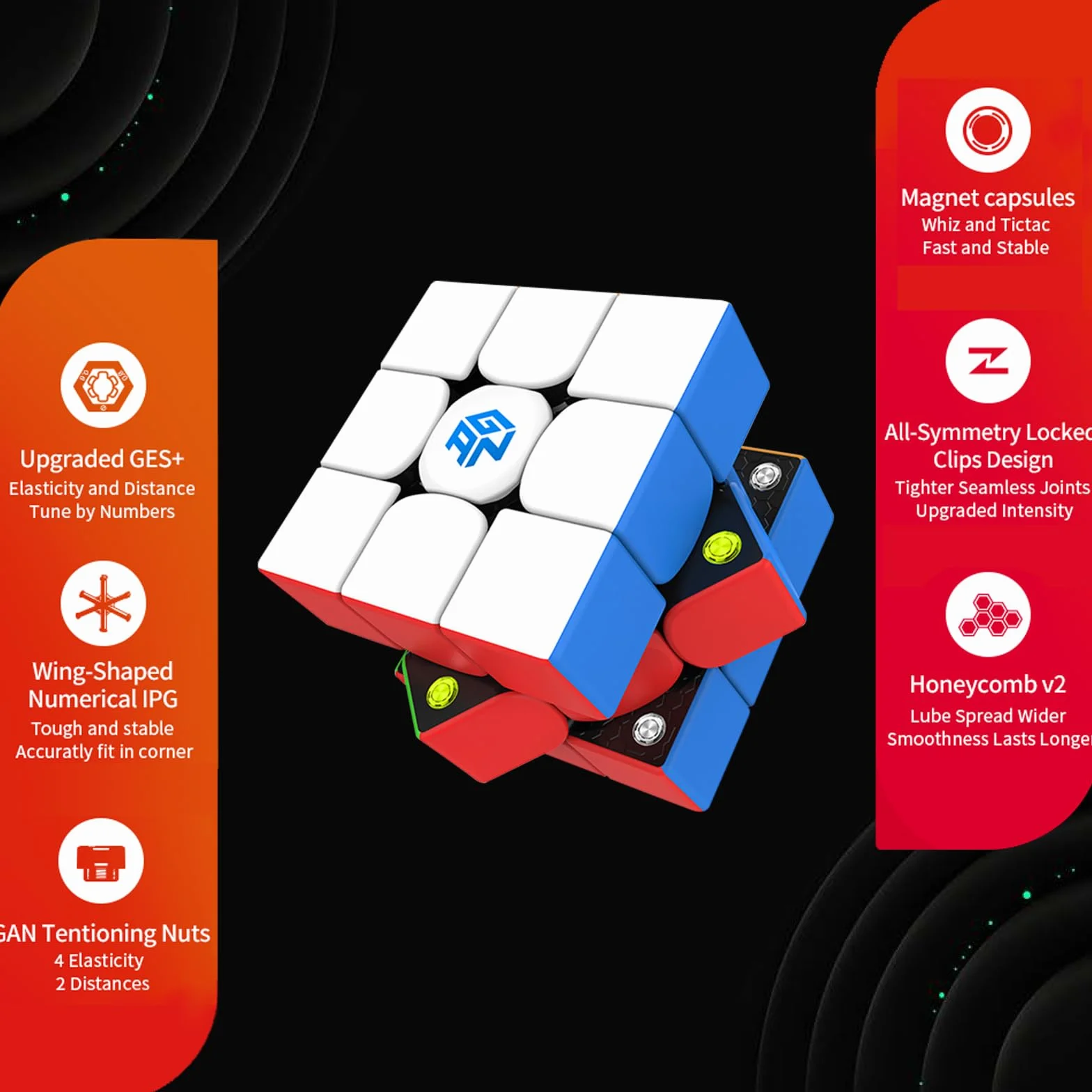 GAN 356M lite Magnetyczna Kostka 3x3, Speed Cube Original z IPG i GES+, Magic Cube lekka magnetyczna, GAN Cube proste wzornictwo, idealna łamigłówka dla dorosłych i dzieci