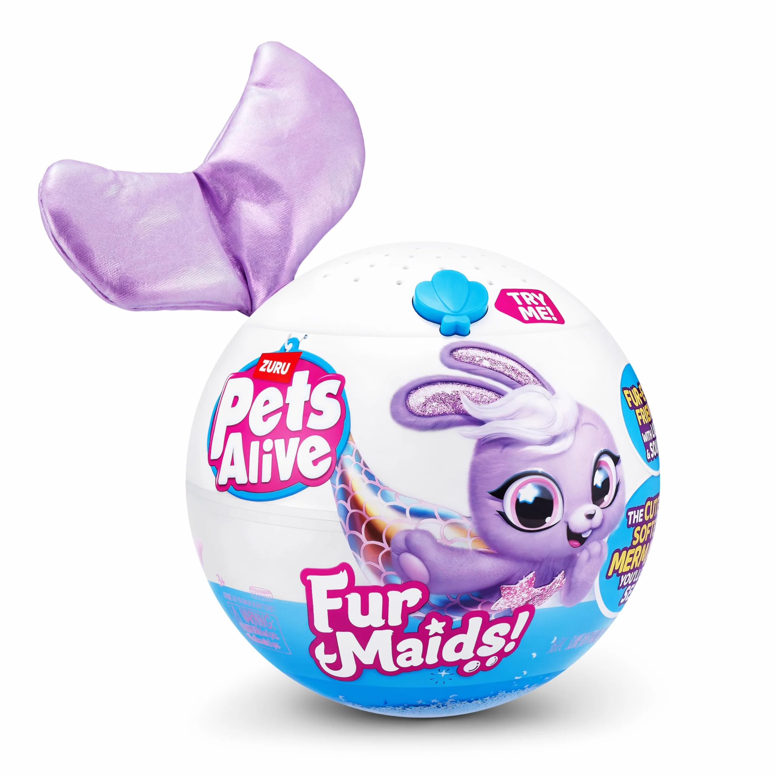 Pets Alive Furmaids by ZURU Mermaid Plush Interactive Lights Sounds Girls Toy (Purple Bunny)