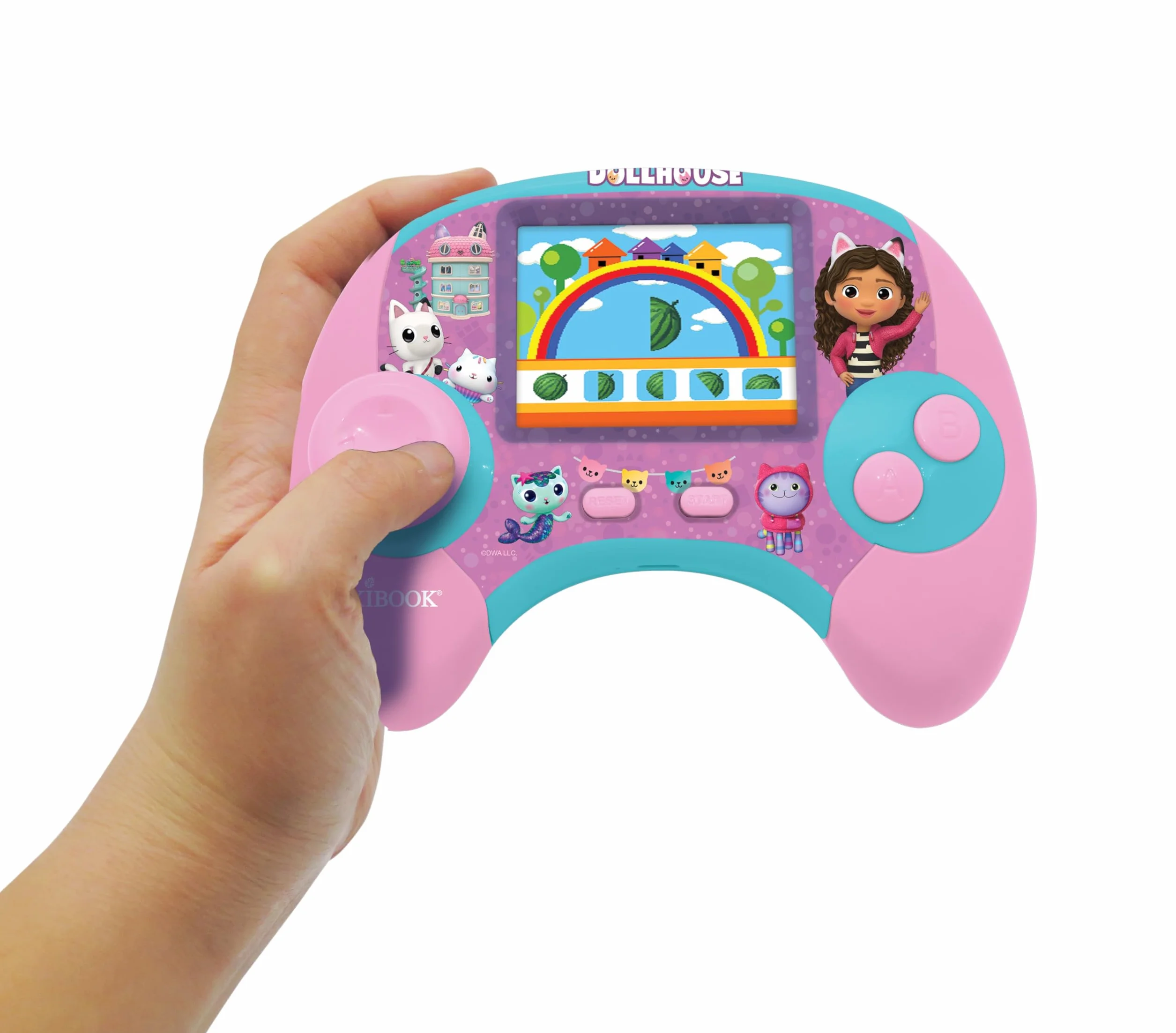 Lexibook, Gabby i Magic House, Power Console, Dwujęzyczna Francuska, Angielska Konsola do Gier Edukacyjnych z 100 Aktywnościami, Kolorowy Ekran, JCG100GDHi1, Różowy, Niebieski