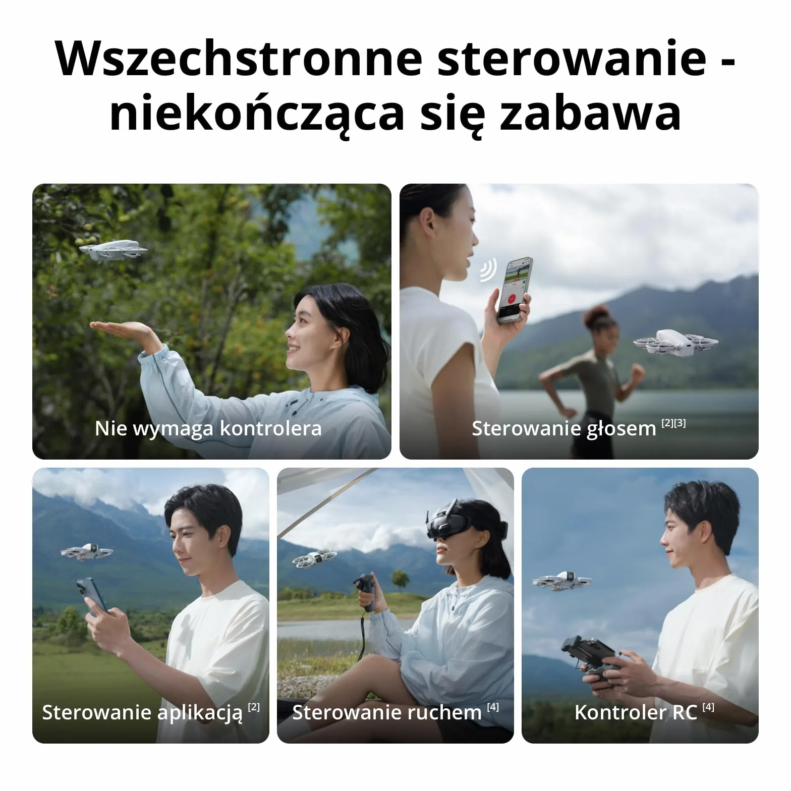 DJI Neo Motion Fly More Combo, mini dron z kamerą 4K UHD dla dorosłych, 135 g samodzielnie latający dron śledzący użytkownika, start z dłoni, śledzenie obiektu, QuickShots, z RC Motion 3 i 3 aku