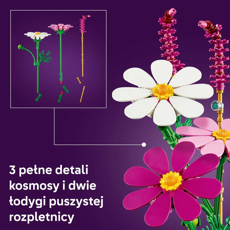 LEGO Botanicals Kosmosy, zestaw konstrukcyjny dla dzieci, kompozycja kwiatowa i dekoracja do pokoju dziecięcego, kwiaty na prezent dla dziewczynki, chłopca i miłośnika przyrody od 9 lat 11514