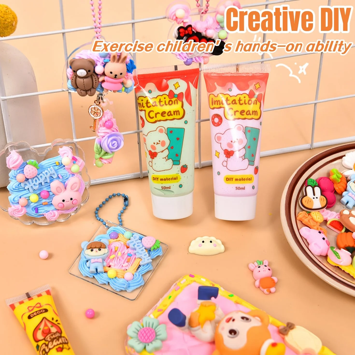Tokaneit Urocze Zawieszki Paznokci Zywicy 100szt, Masowe Płaskie Zawieszki z Zywicy Slime Plecami, Losowy Styl, do Rzemiosła, Ornament Scrapbooking, Artykuły Dla Majsterkowiczów