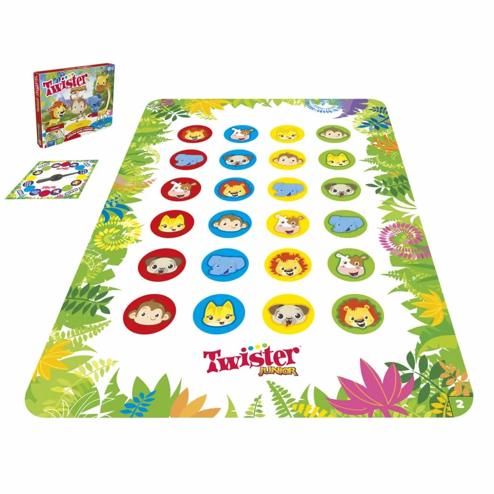 Junior Twister Game, odwracalna mata przygodowa w dżungli, 2 gry w 1, gra grupowa dla 2-4 graczy
