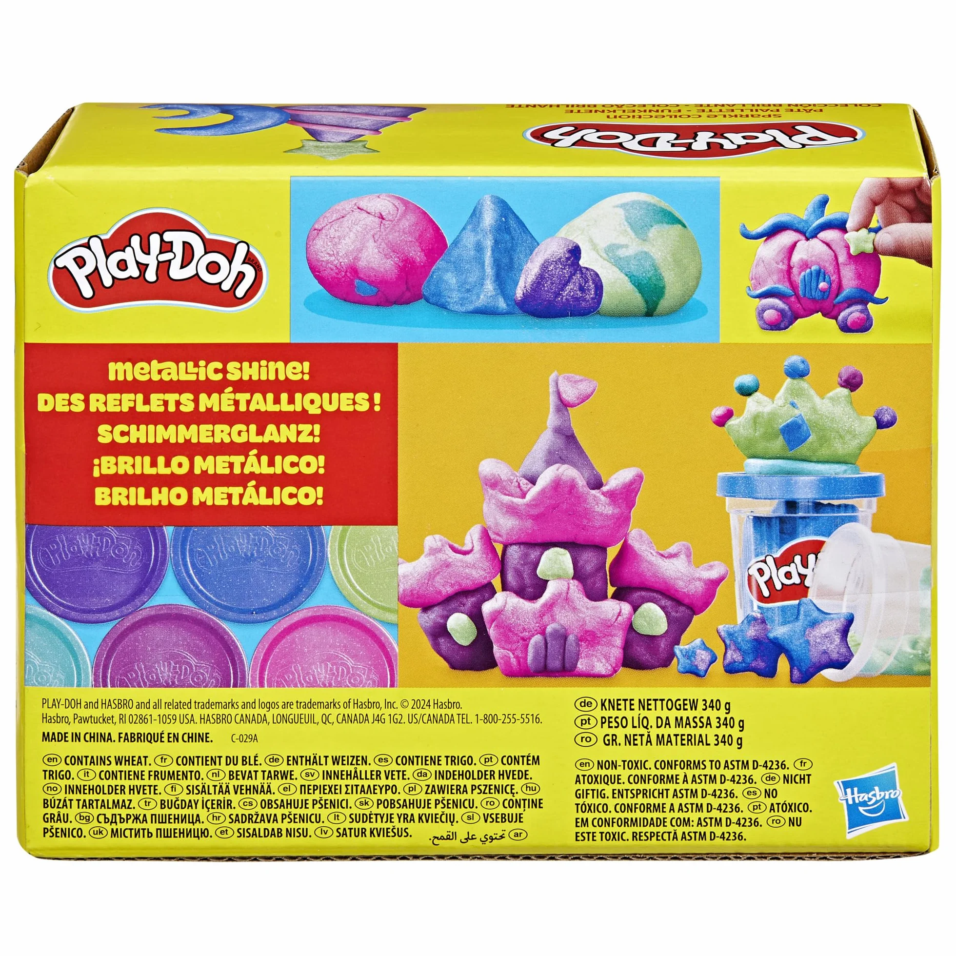 Play-Doh Sześciopak z kolekcją błyszczącej ciastoliny Play-Doh, plastyczne zabawy dla dzieci