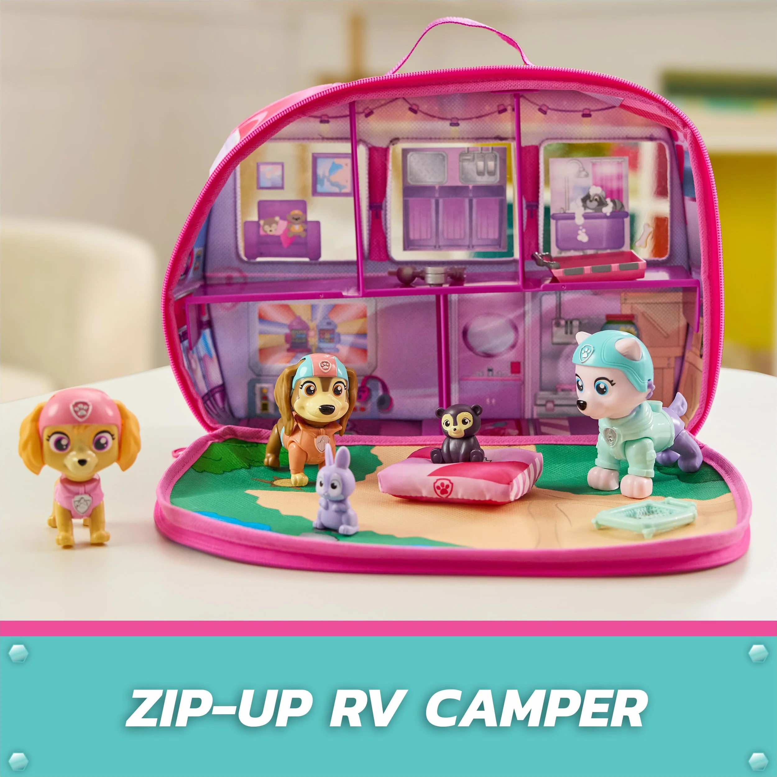 PAW Patrol Skye's World Pupcation Rescue Set z figurkami Skye, Everest & Liberty Bobble Head i kamperem RV, zabawkami dla dzieci dla chłopców i dziewcząt w wieku od 3 lat