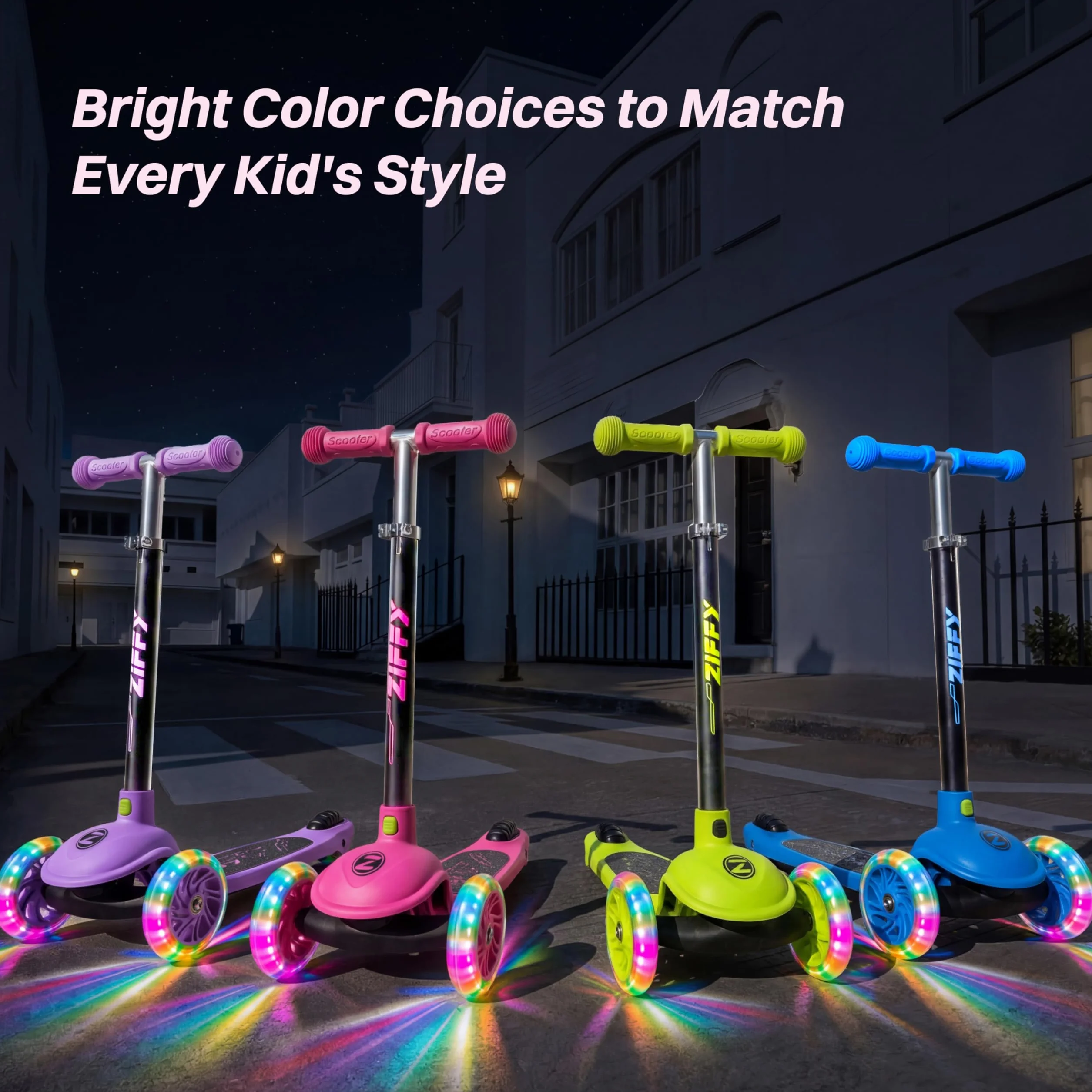 ZIFFY 3 Wheel Scooter for Kids 3-5, Toddler Kick Scooters with LED Light-Up Wheels for Boys and Girls, 5 Adjustable Height and Lean-to-Steer Design, Support up to 110 lbs, Red by JOVA
