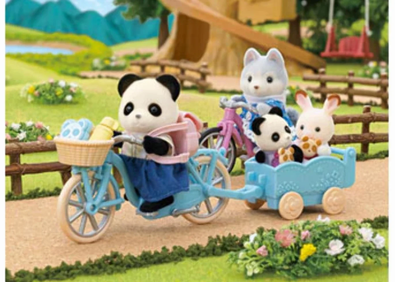 Sylvanian Families Zestaw rowerowy i łyżwiarski - Panda Girl- domek dla lalek zestaw do zabawy 5652