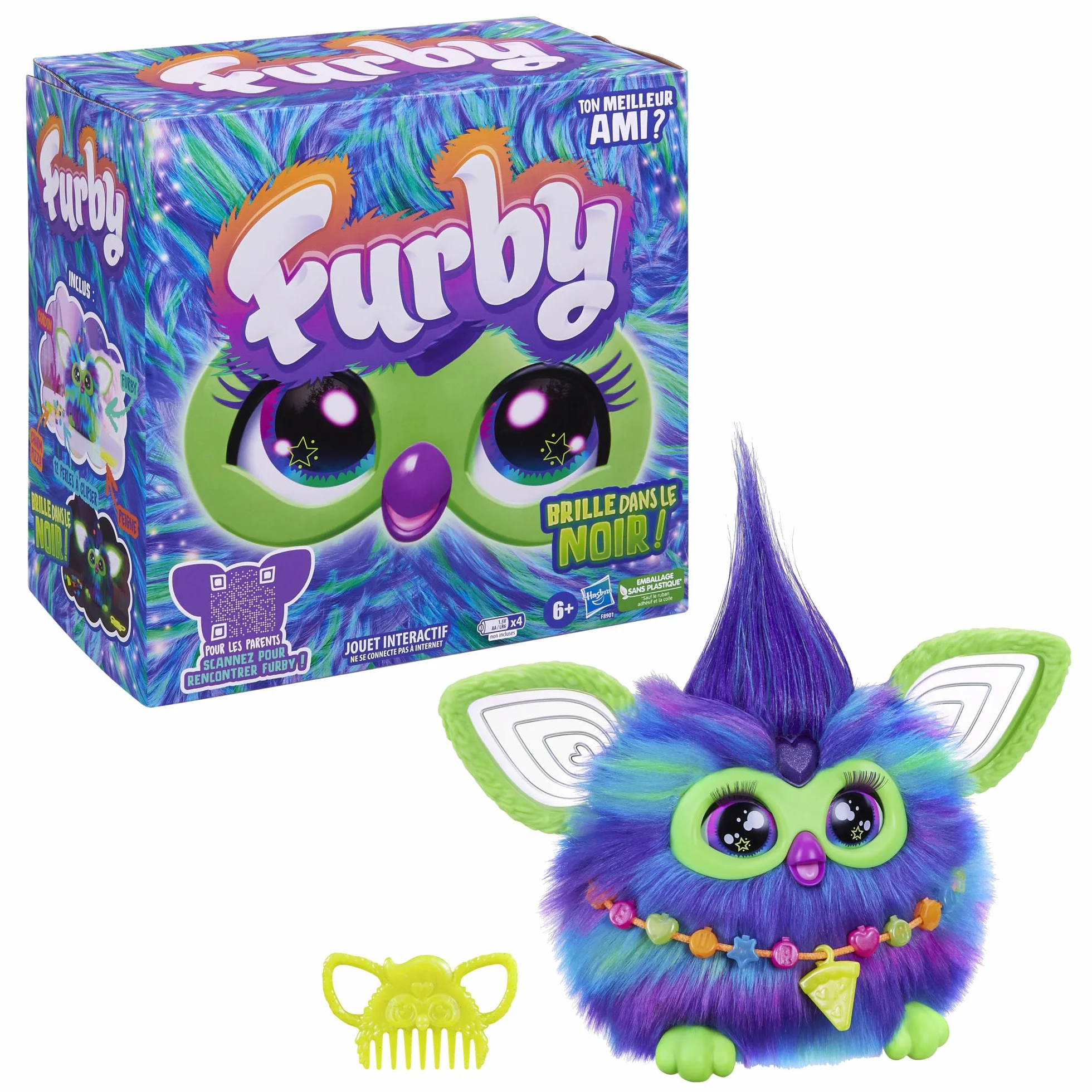 Furby Galaxy, interaktywny plusz świeci w ciemności - wersja francuska