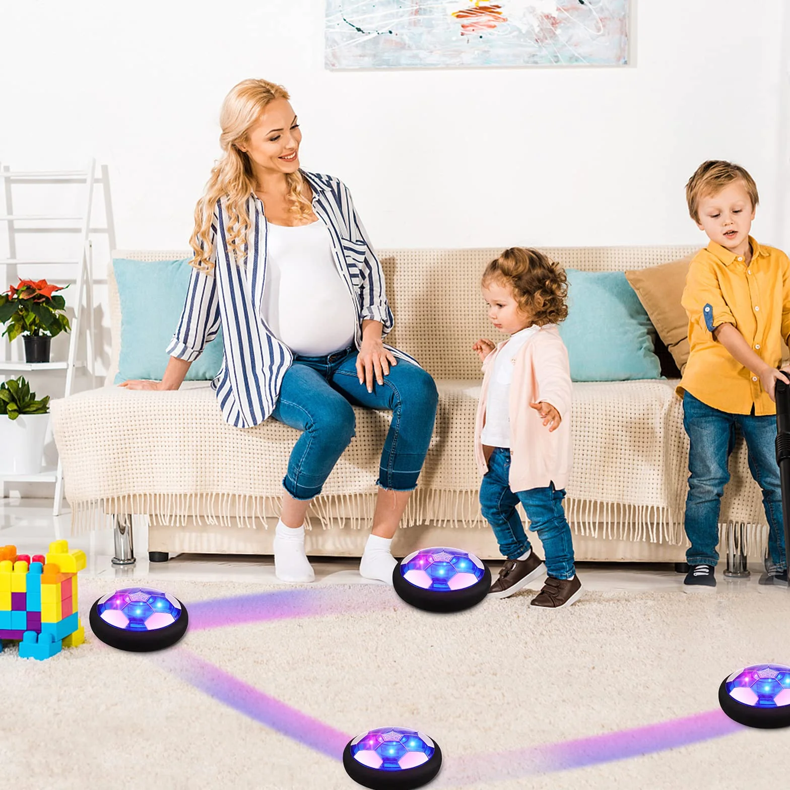 Diealles Shine Air Power zabawka do piłki nożnej dla dzieci, piłka nożna Hover Soccer Ball z oświetleniem LED, pianka, zderzaki, prezent dla chłopców i dziewczynek, do uprawiania sportu, wewnątrz i na