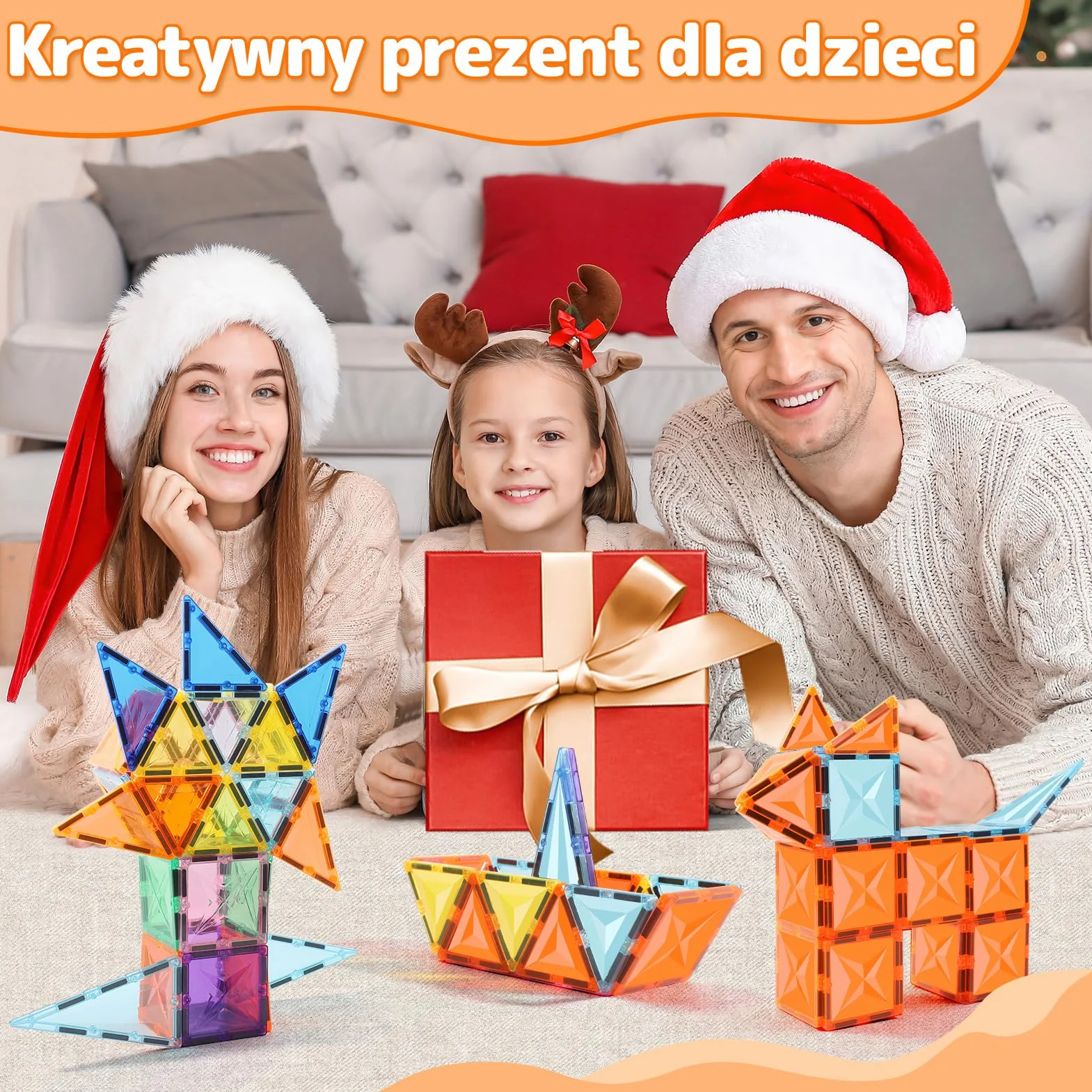 Magnetyczne klocki budowlane, 40 PCS Zestaw płytek magnetycznych, edukacyjne Magnetyczne Klocki Budowlane Bożonarodzeniowy prezent dla dzieci 3-letni i w górę