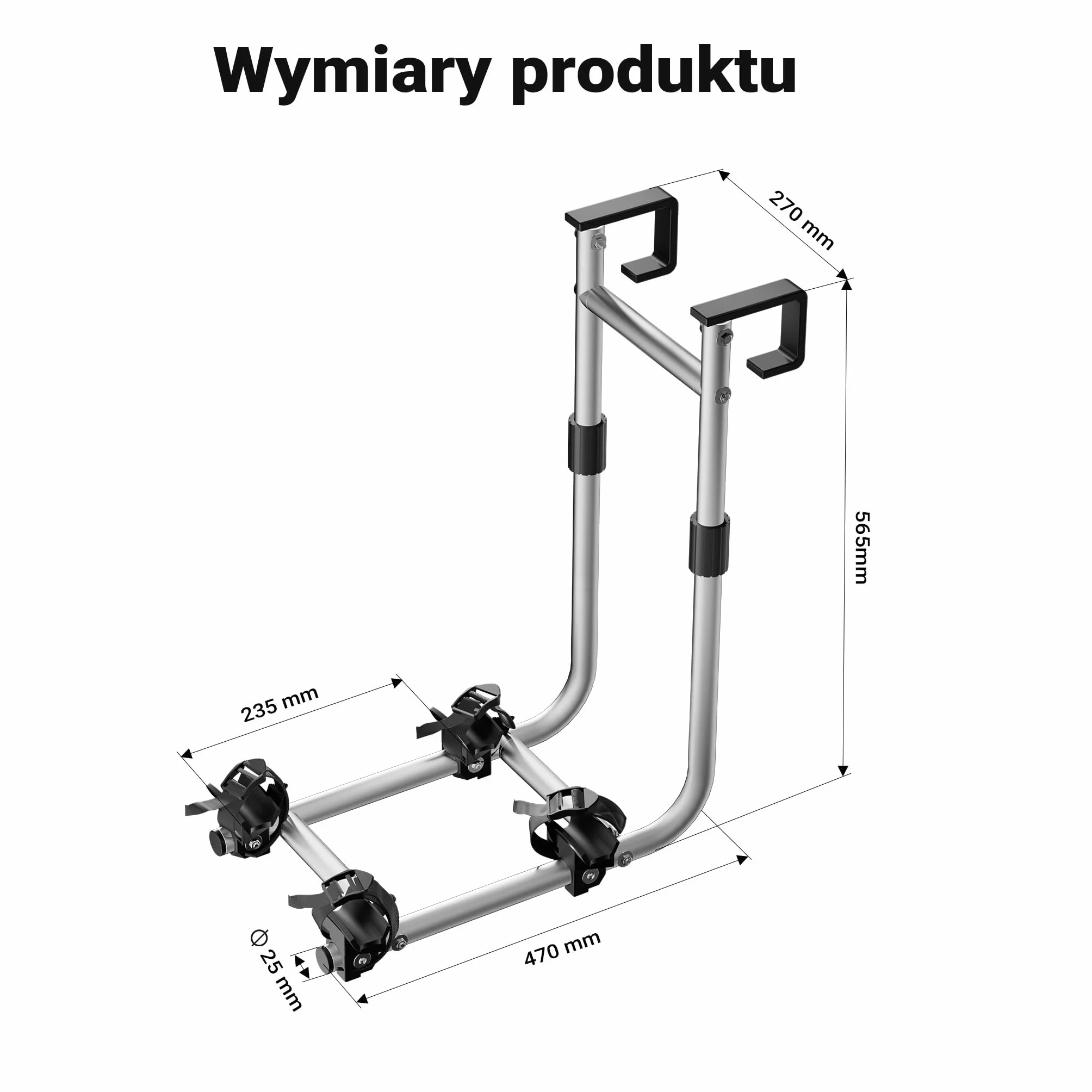 Wiltec Bagażnik na 2 rowery do montażu na drabince kampera, maks. nośność 30 kg, z aluminium i TPR, składana konstrukcja
