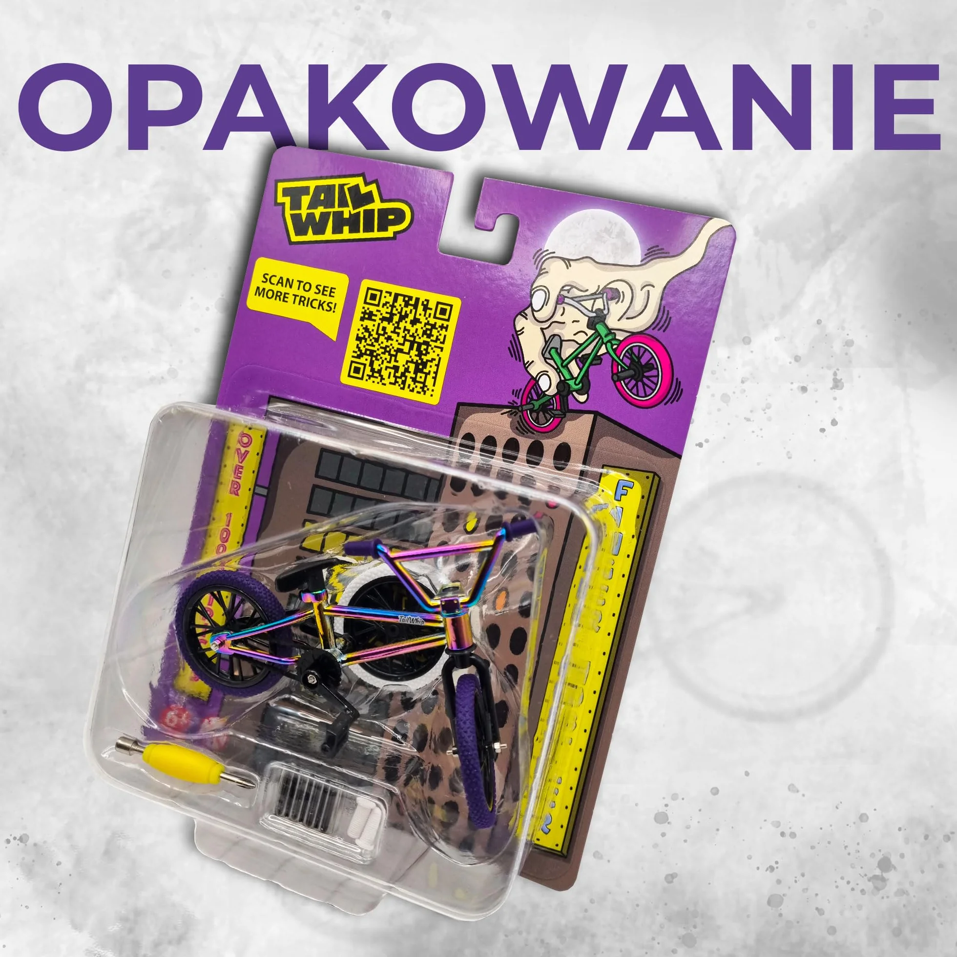 TAILWHIP Finger Bike BMX, Metalowy Mini Rower na Palce z Personalizowanymi Akcesoriami do Niesamowitych Trików, Kompatybilny z Tech Deck Fingerboards i Finger Scooters, Rozwija Motorykę Rąk, multi