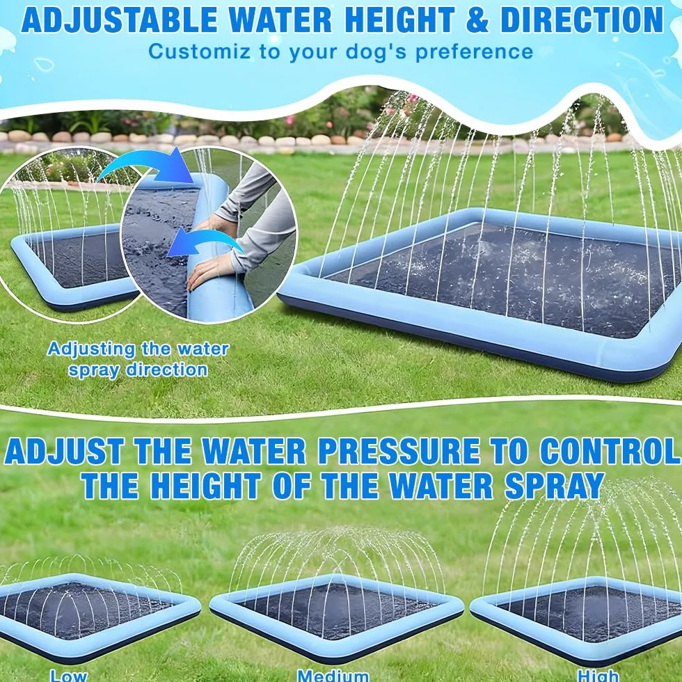 Zabawka wodna dla dzieci, do zabawy na świeżym powietrzu z funkcją antypoślizgową, 200 cm, podkładka Splash Pad dla dzieci, zabawka ogrodowa dla dzieci (kwadratowy, 200 cm)