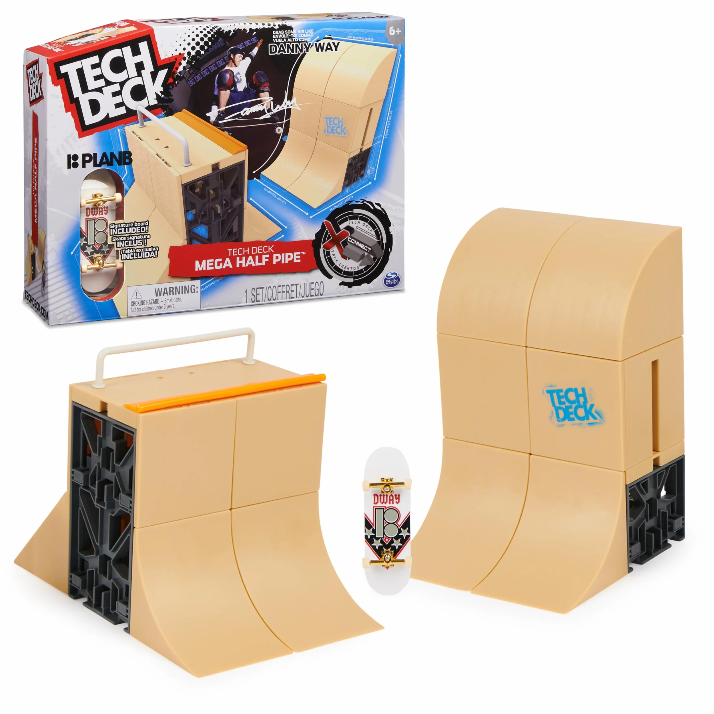 Tech Deck Mega Half Pipe Rampa Zabawkowa, Wielokolorowy, 30,48 x 7,95 x 22,86 cm
