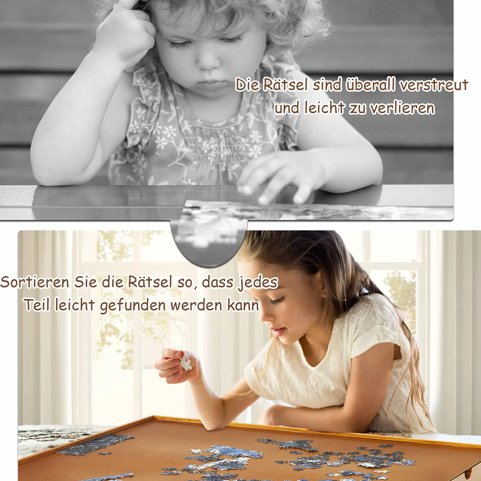 GOPLUS Drewniany stół do puzzli, stół z 4 szufladami, system przechowywania puzzli na 1000-1500 sztuk, podkładka do puzzli z równą powierzchnią roboczą, mata do puzzli, 80 x 65 cm