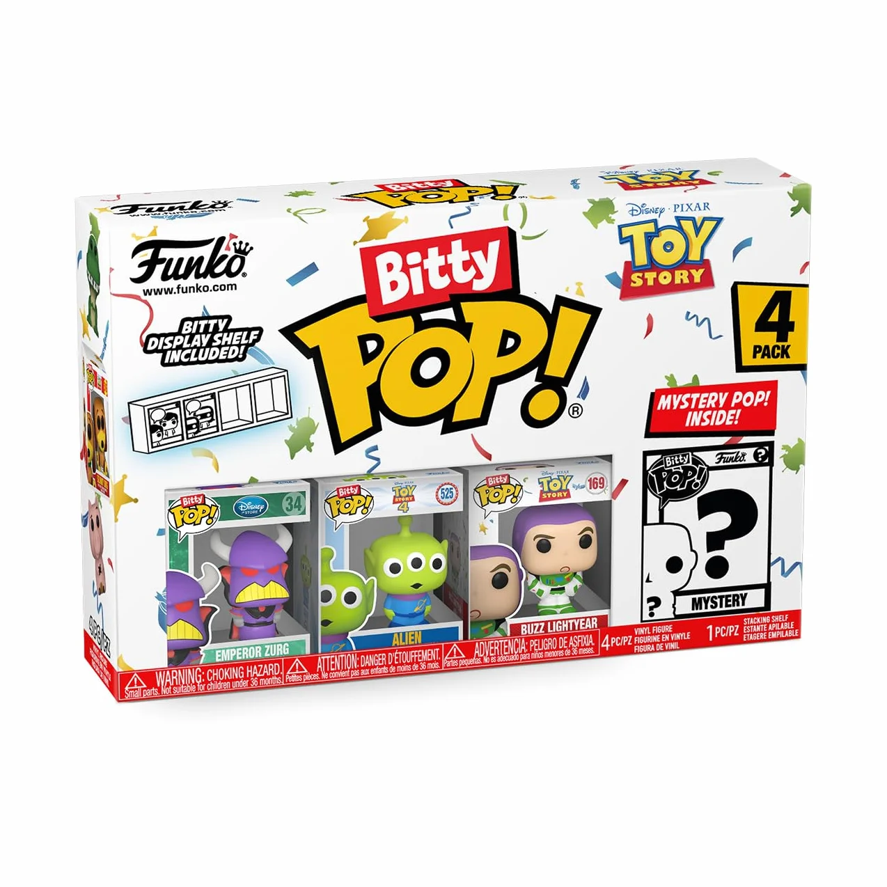 Funko Bitty POP! Toy Storyand A Surprise Mystery Mini Figurka - 0,9 cala (2,2 cm) - Disney Pixar: Toy Story - kolekcjonerska - w zestawie półka z możliwością układania w stos - pomysł na prezent