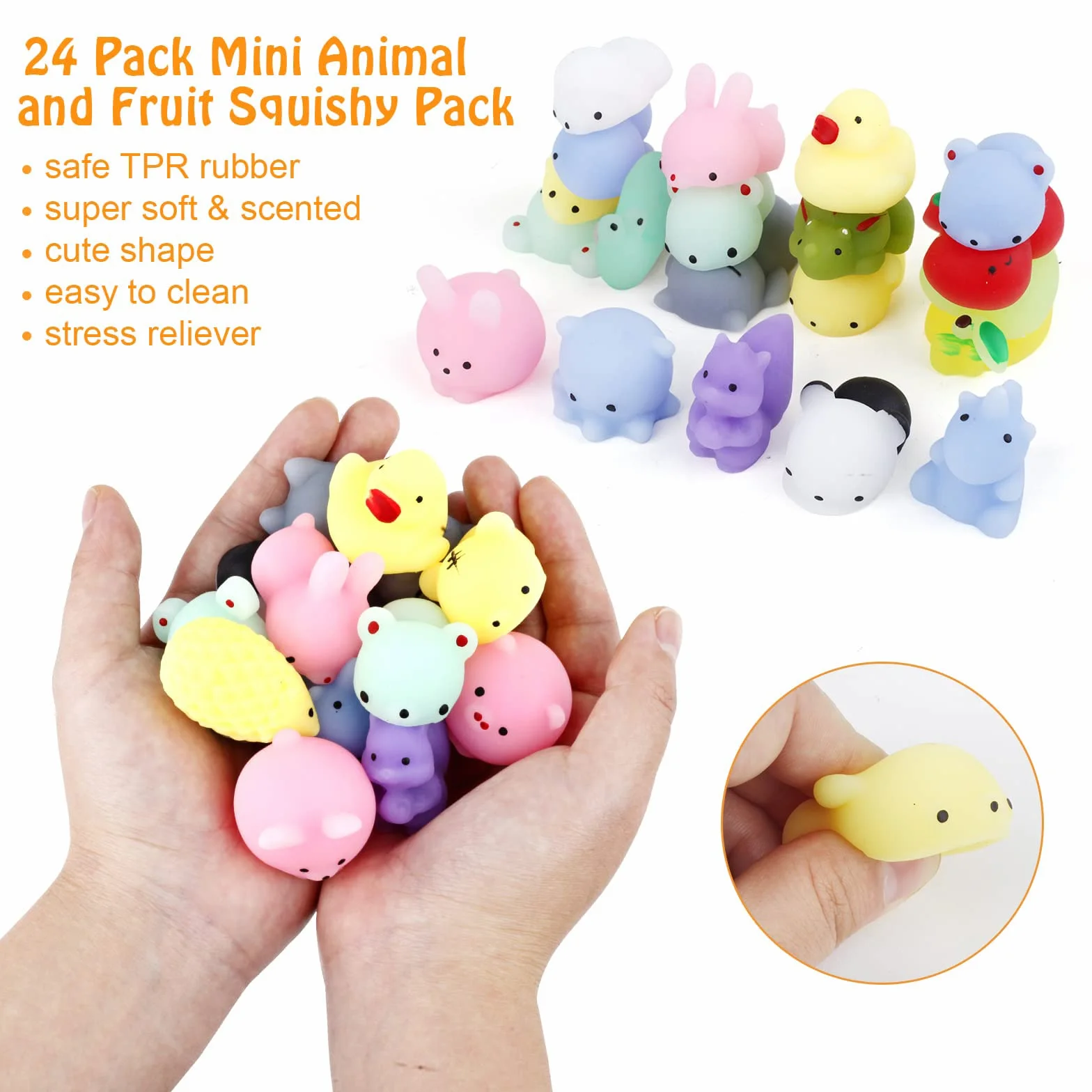 Mini Squishy Pack, miękkie zabawki Moji, 24 sztuki, zabawki Fidget Toys, mini Kawaii ze zwierzętami Squishies, torebki imprezowe, wypełniacz, antystresowe, zabawki dla dzieci i dorosłych, na Boże
