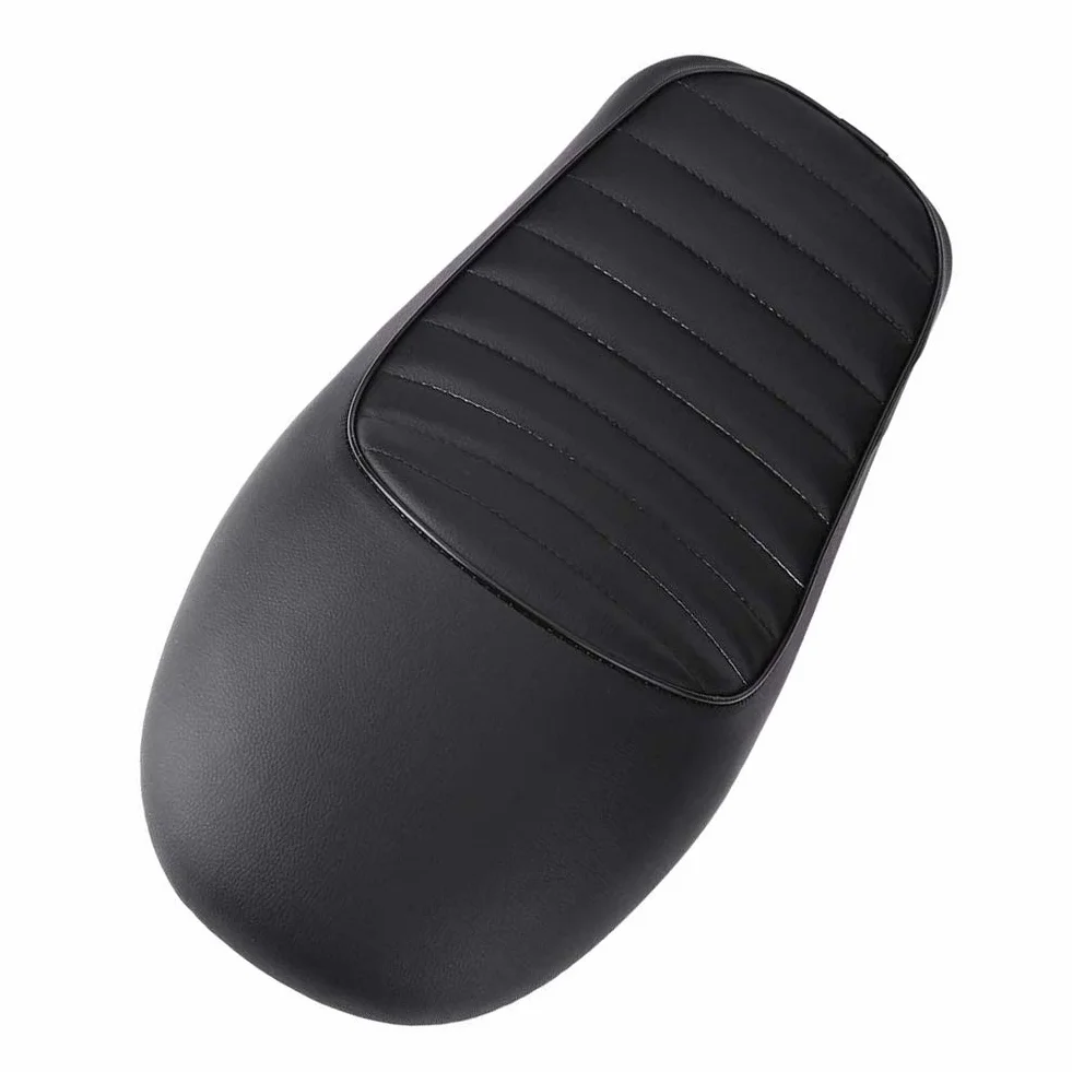 Uniwersalne skórzane siedzenie motocyklowe, modyfikacja siodełka motocyklowego PU Leather Vintage Racer Flat Seat Cushion (D)