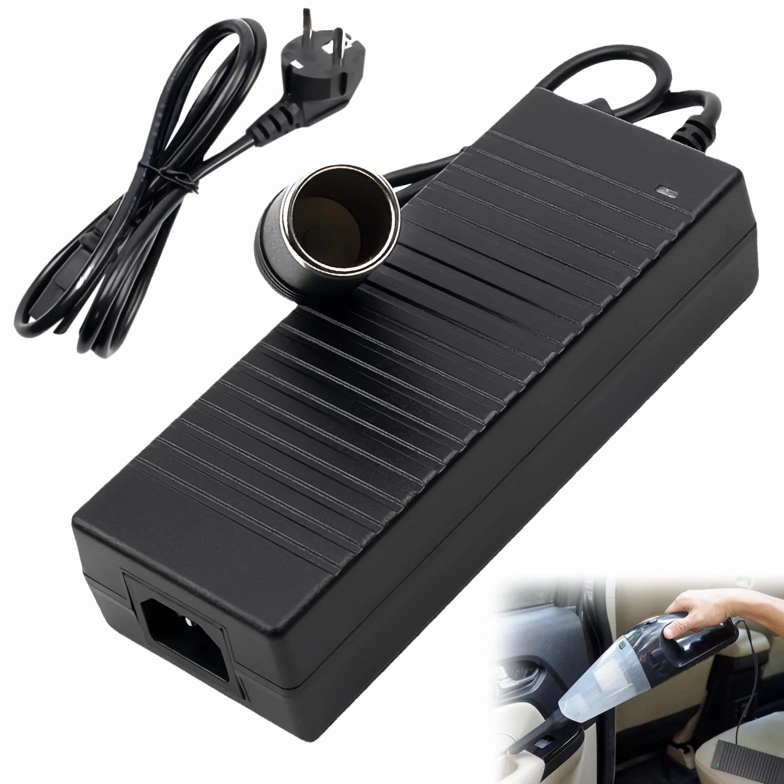 15A Czarny zasilacz samochodowy: 220 V na 12 V transformator napięcia, przenośny adapter do lodówki, adapter falownika z gniazdkiem, zasilacz zapalniczki samochodowej
