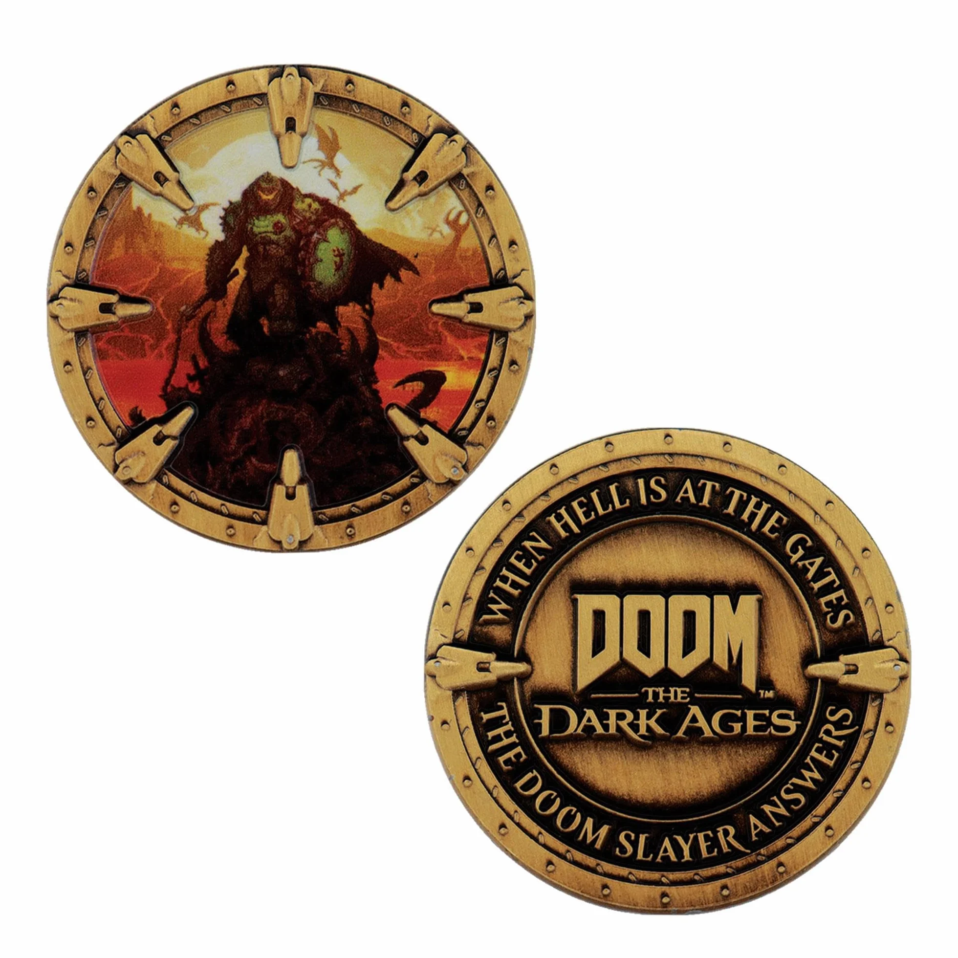FaNaTtik DOOM: The Dark Ages Slayer moneta kolekcjonerska – edycja limitowana, oficjalnie licencjonowana, prezent premium dla graczy dla kolekcjonerów i fanów