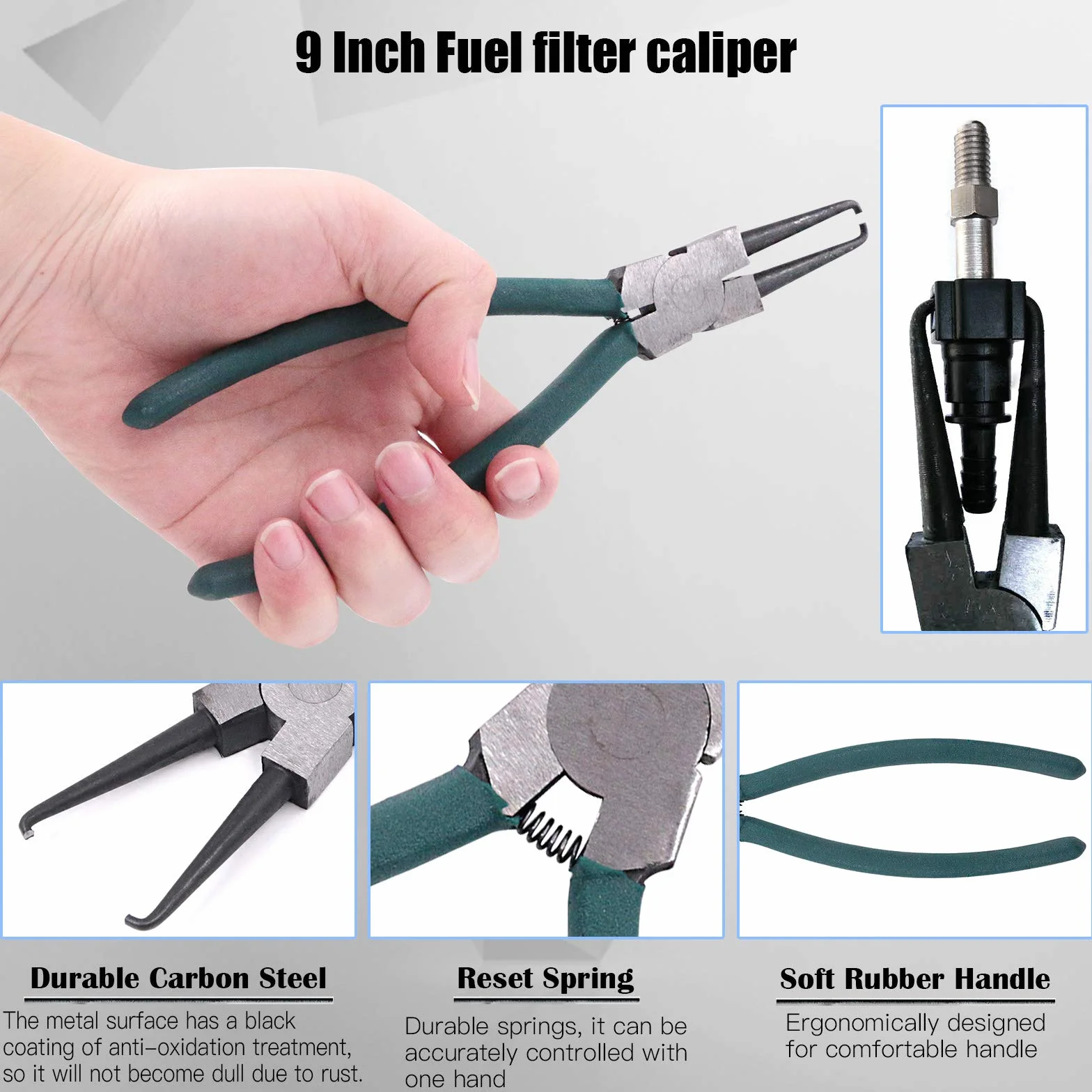 Glarks Zestaw 3 szt. Fuel Line Pliers Set 9 Inch Fuel Filter Caliper Pants Pipe Clamp Clip and 80 Degree Disconnect Pliers Set for Auto Maintenance