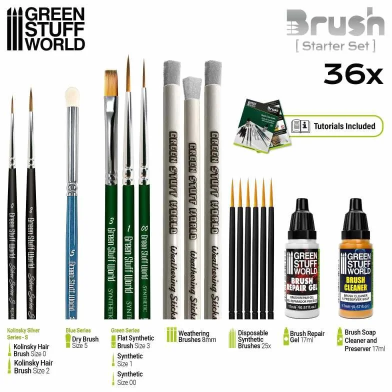 Green Stuff World Zestaw startowy do modeli i miniatur Hobby Brush 11644