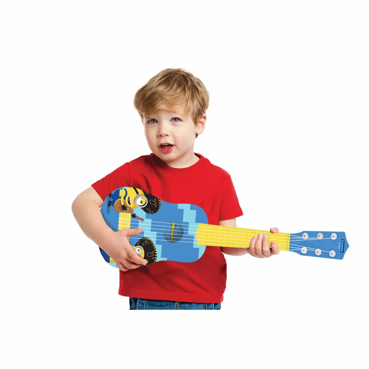 Lexibook, Mój ulubiony złoczyńca, Minionki, Moja pierwsza gitara, 6 strun nylonowych, 53 cm, przewodnik w zestawie, niebieski/żółty, K200DES