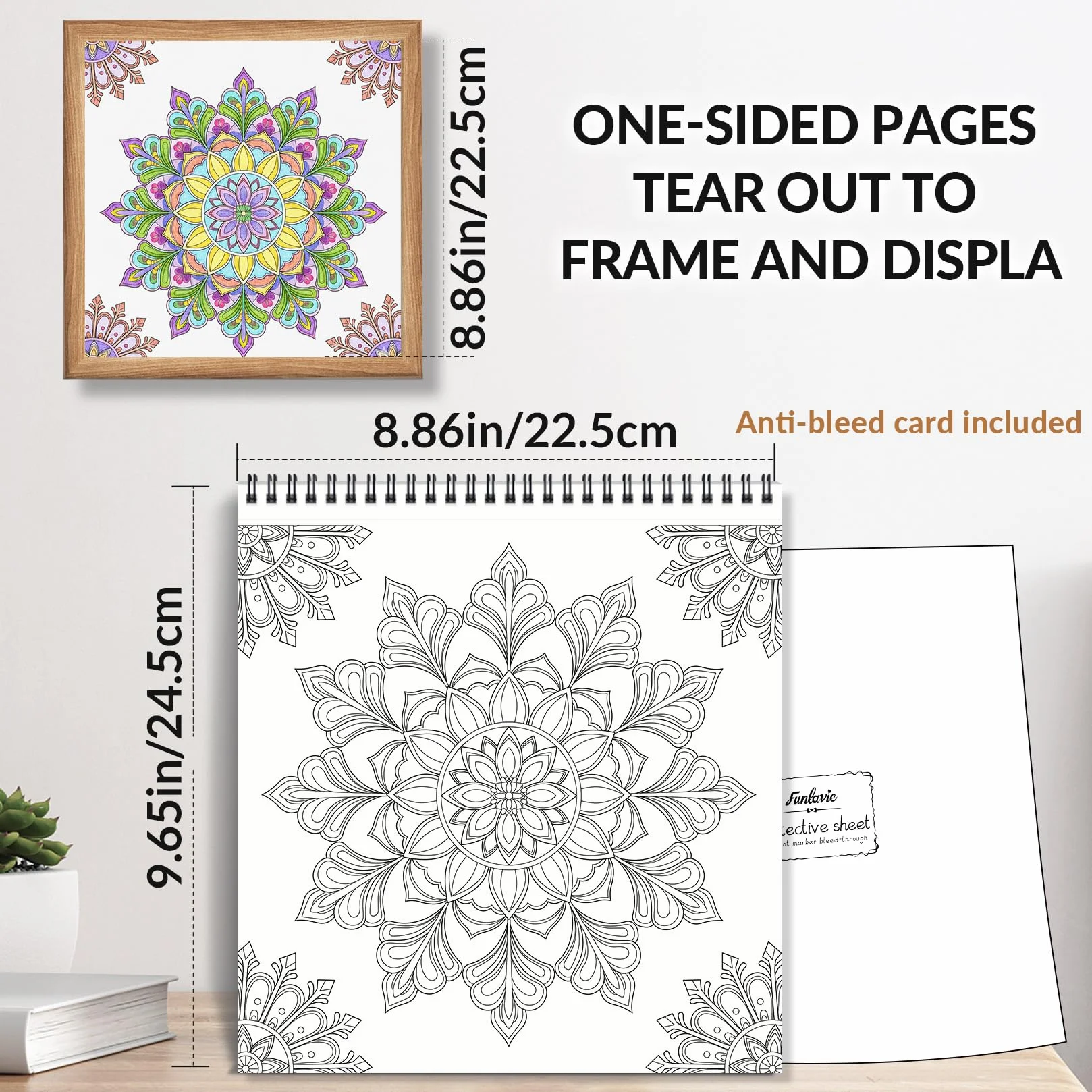 FUN LAVIE Kolorowanka dla dorosłych, 32 mandala, kolorowanki dla dorosłych, relaks i łagodzenie stresu, spiralna książka dla kobiet, wzory uważności w stylu mandali (II)