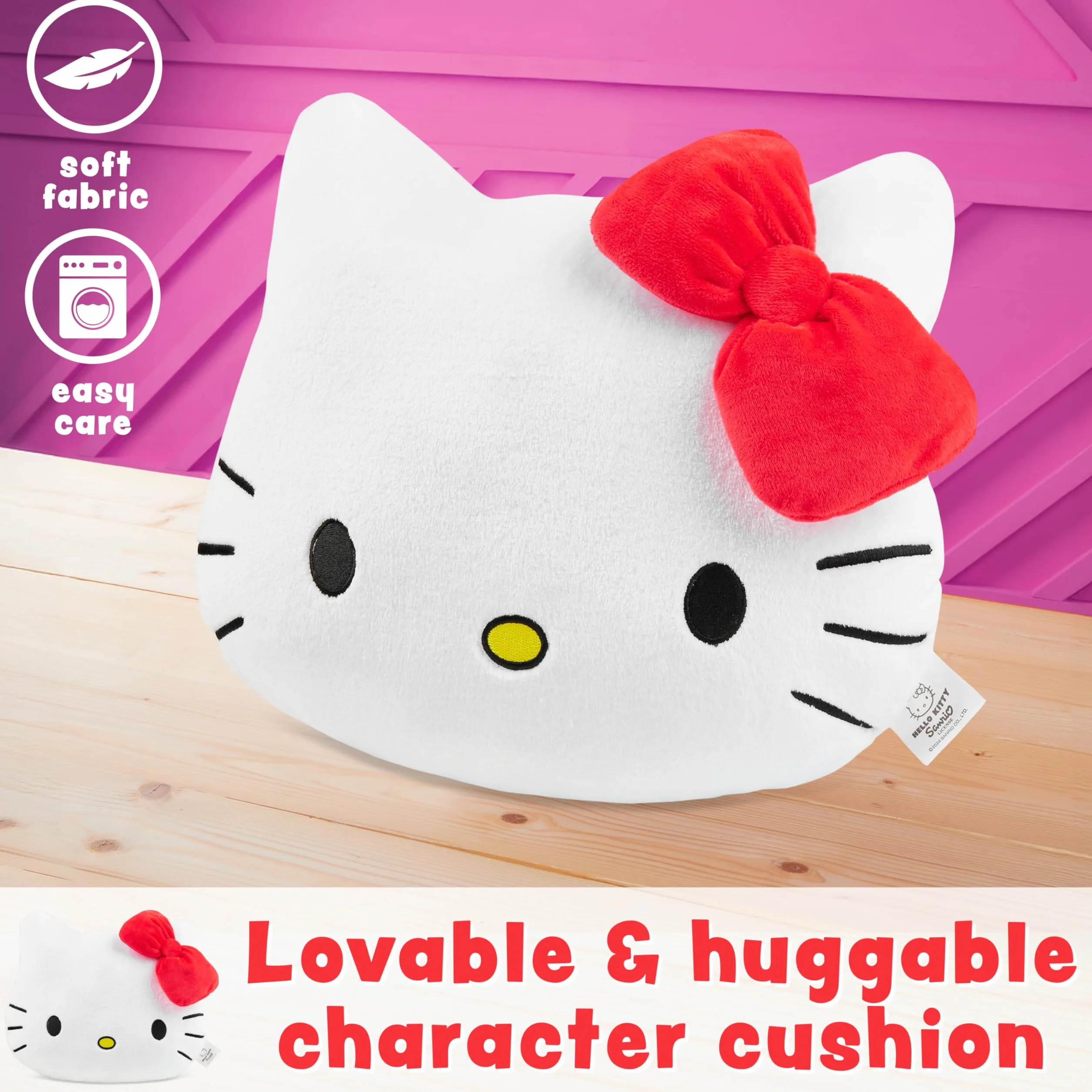 Hello Kitty Pluszowa poduszka 3D na sofę, łóżko, przytulenie poduszki kobiety nastolatki dzieci 37 x 32 cm - wystrój domu