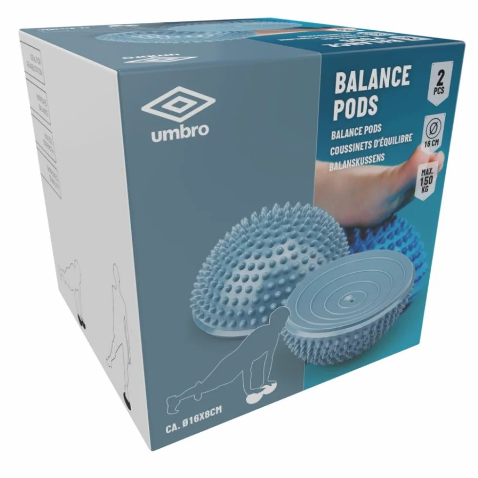 Umbro Balance Pad – 2 sztuki – średnica 16 x 8 cm – do 150 kg – piłka z jeżem – poduszka do balansowania – niebieska