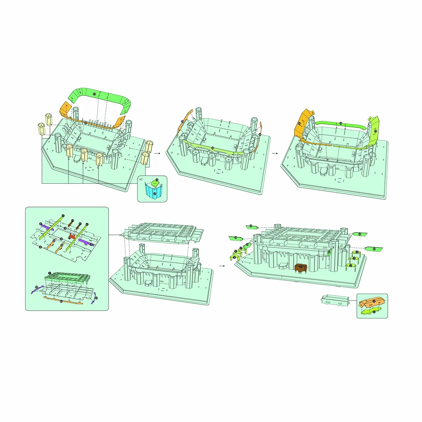 Georgie Porgy Stadion piłkarski, puzzle 3D typu „zrób to sam”, zabawka konstrukcyjna (San Siro Staduim 113 sztuk)