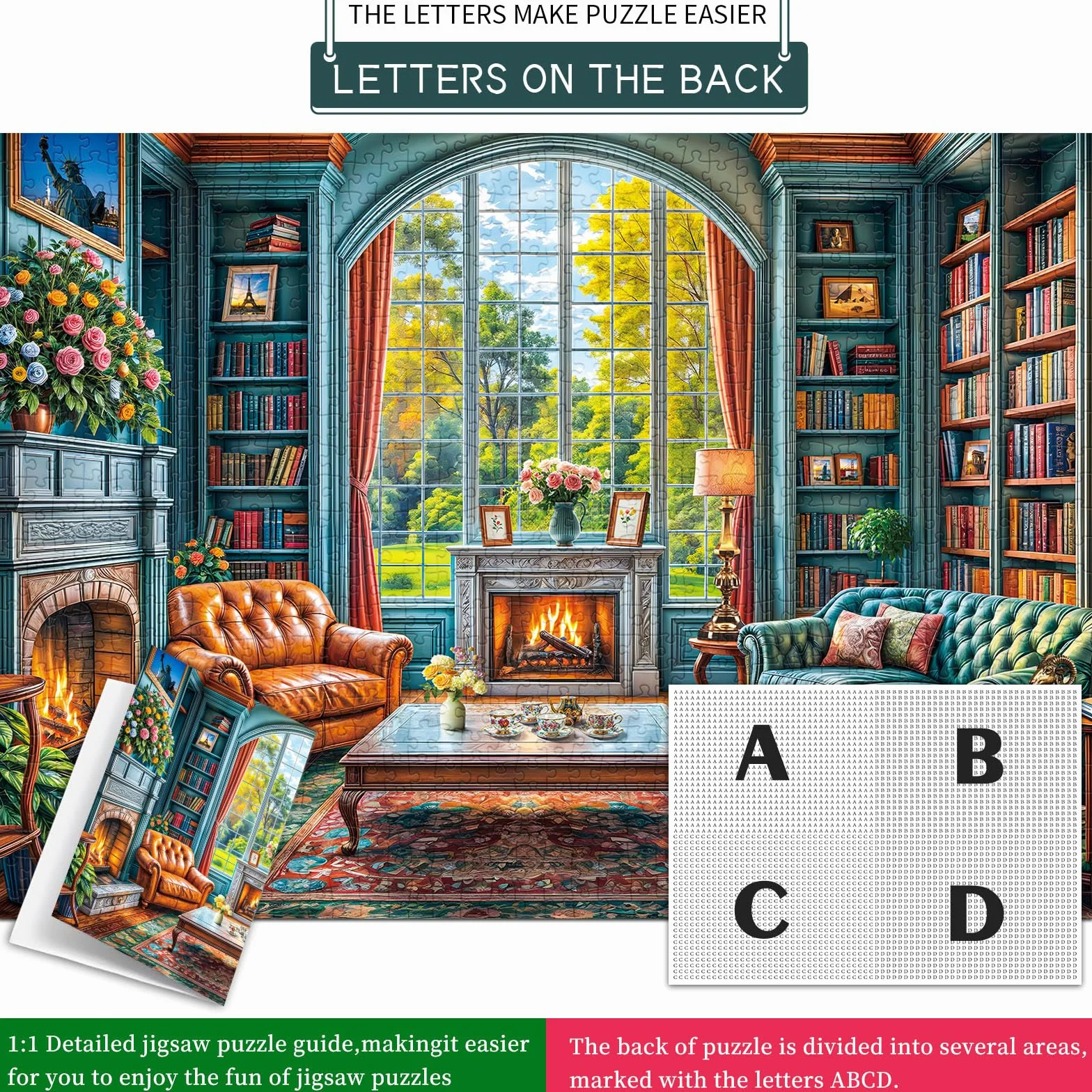 Puzzle 1000 elementów dla dorosłych i dzieci, Niemożliwa Gra, Układanka jako Prezent, Sprytne Zagadki, Kolorowa Układanka, Puzzle z Motywem Ciepłego Gabinetu