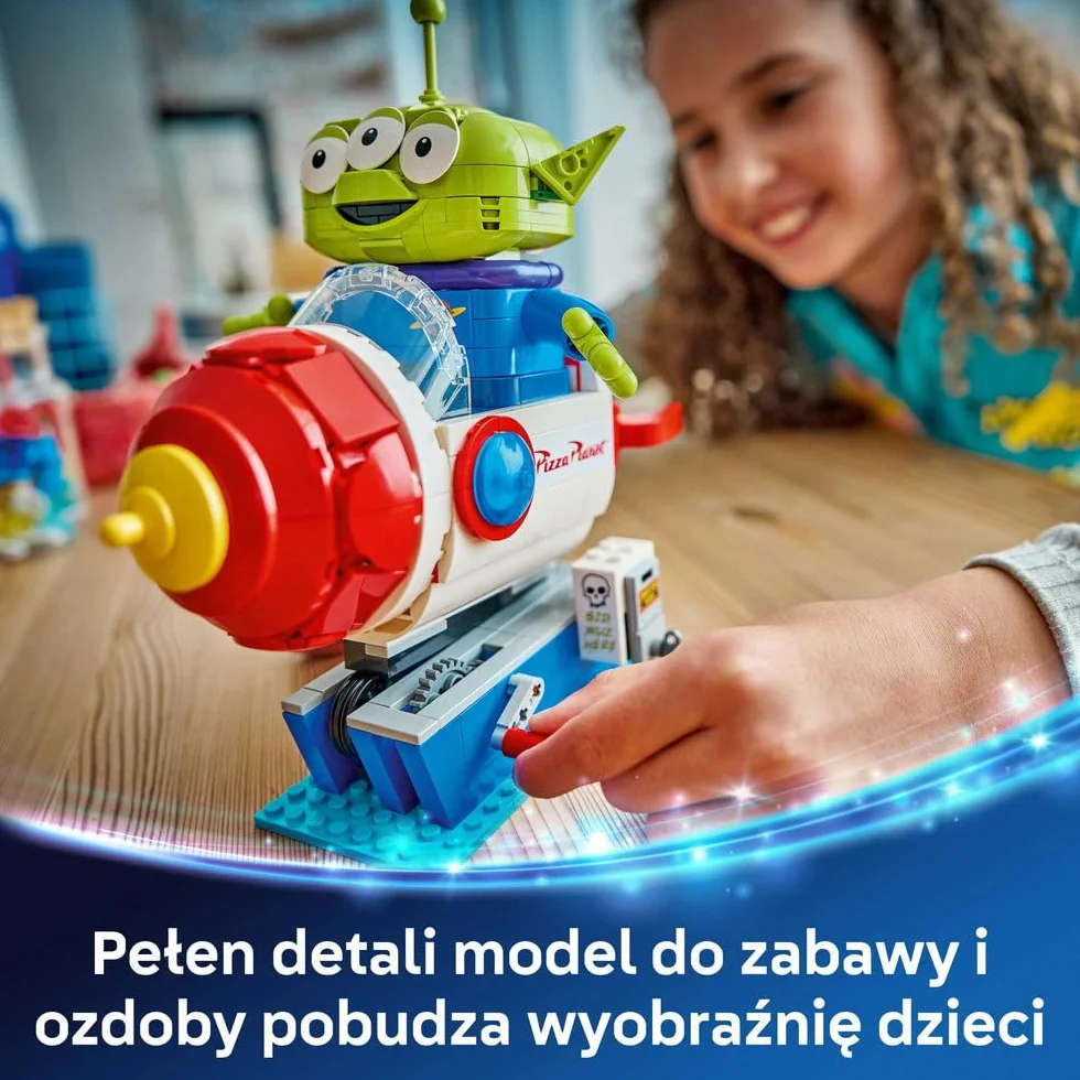 LEGO ǀ Disney i Pixar Kosmita z bujaną rakietą Pizza Planet, zabawka dla dzieci od 9 lat, ruchoma figurka kosmity, ozdoba do pokoju dziecięcego, pomysł na prezent dla chłopca i dziewczynki 43307