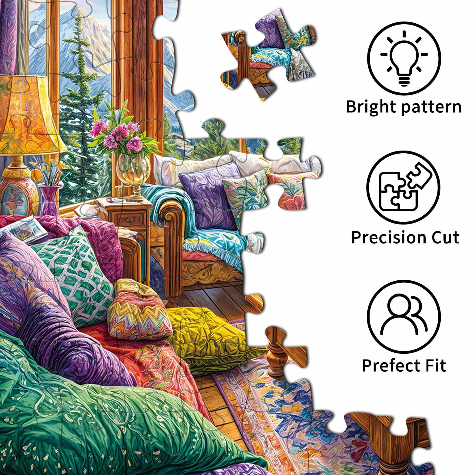 Puzzle 1000 elementów dla dorosłych i dzieci, Niemożliwa Gra, Układanka jako Prezent, Sprytne Zagadki, Kolorowe Układanki, Puzzle z Motywem Ciepłego Domu