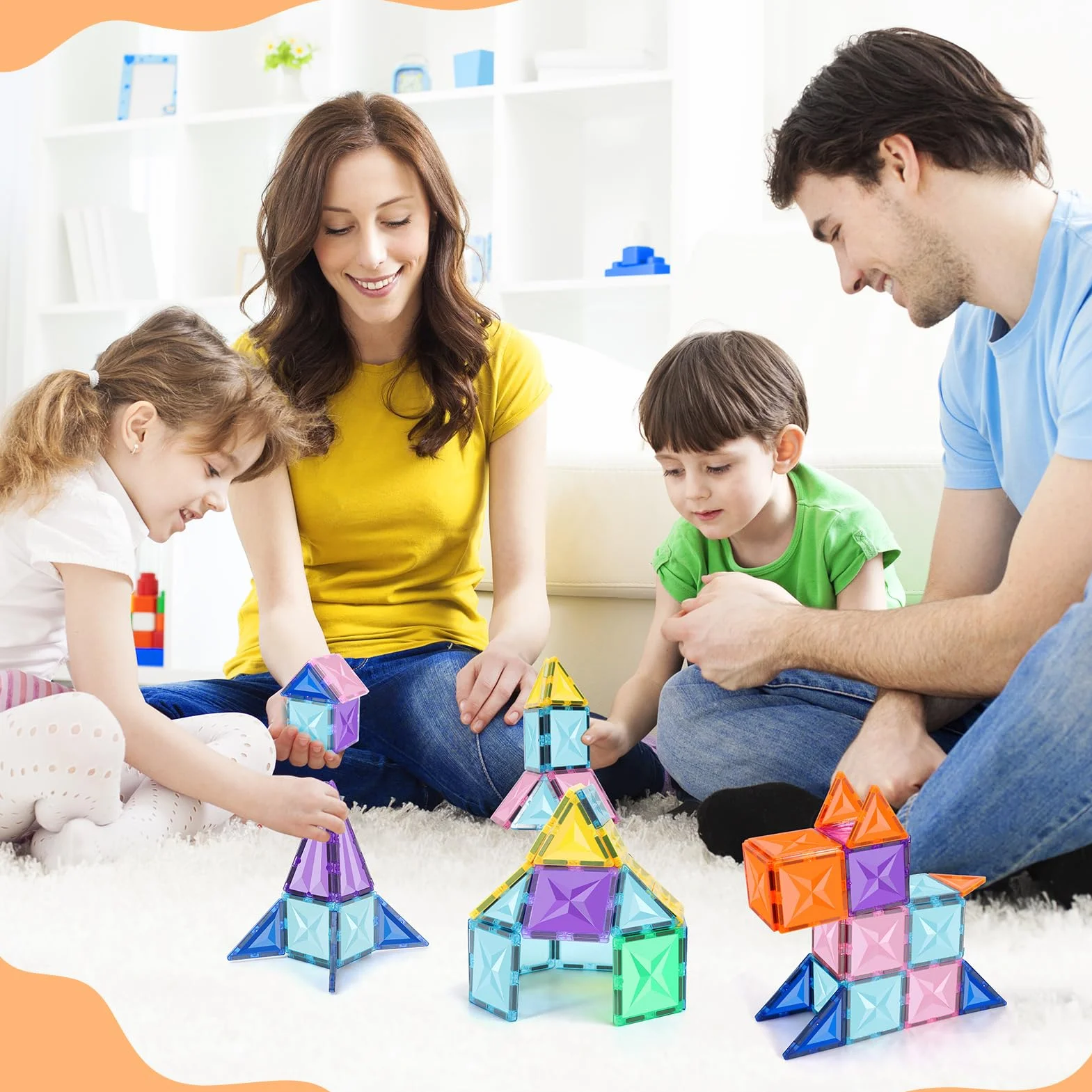 Magnetyczne klocki budowlane, 40 PCS Zestaw płytek magnetycznych, edukacyjne Magnetyczne Klocki Budowlane Bożonarodzeniowy prezent dla dzieci 3-letni i w górę