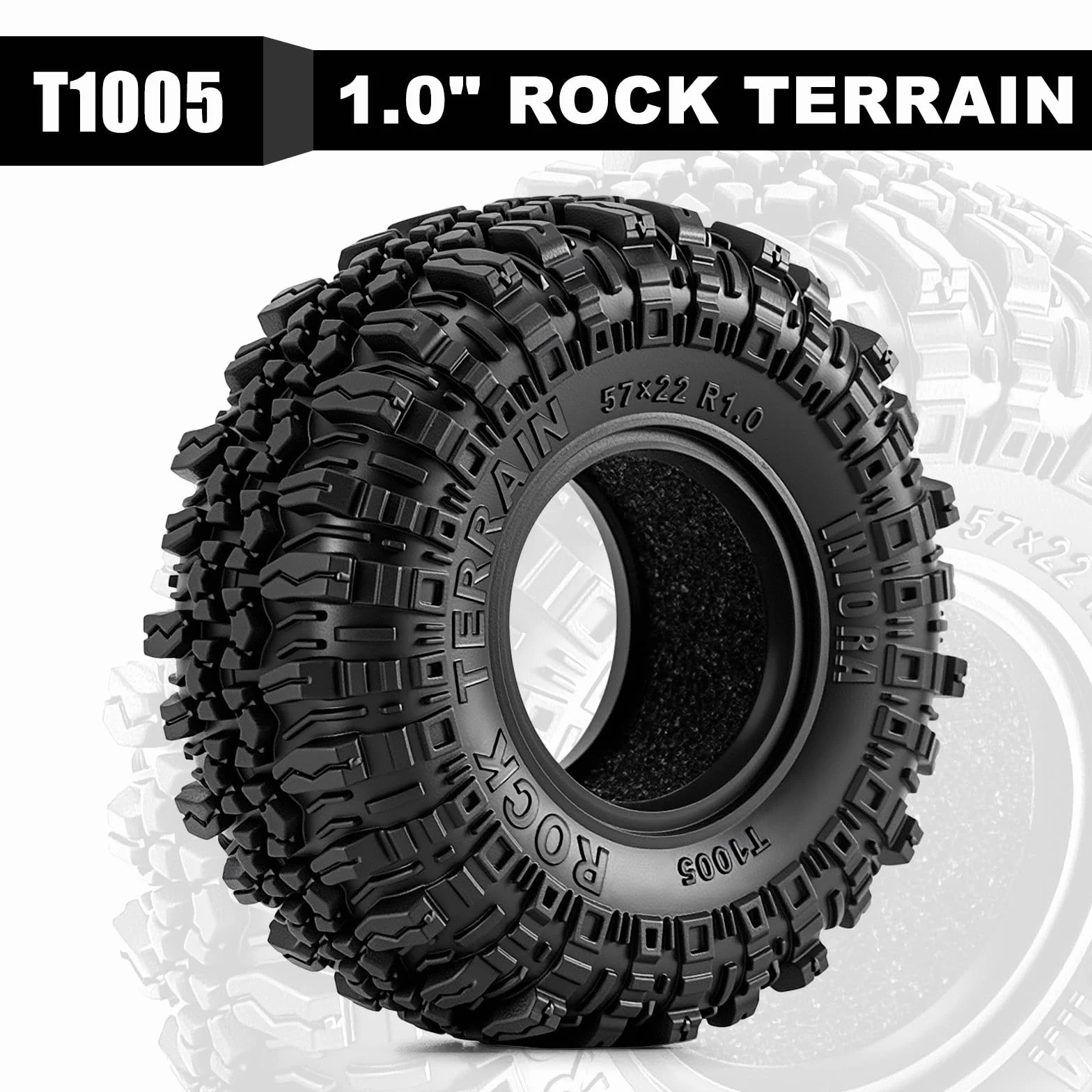 INJORA Zestaw 4 opon gąsienicowych z miękkiej gumy do samochodów osiowych 1/24 1/18 TRX4M RC SCX24 AX24 90081 Gladiator, T1005, S5